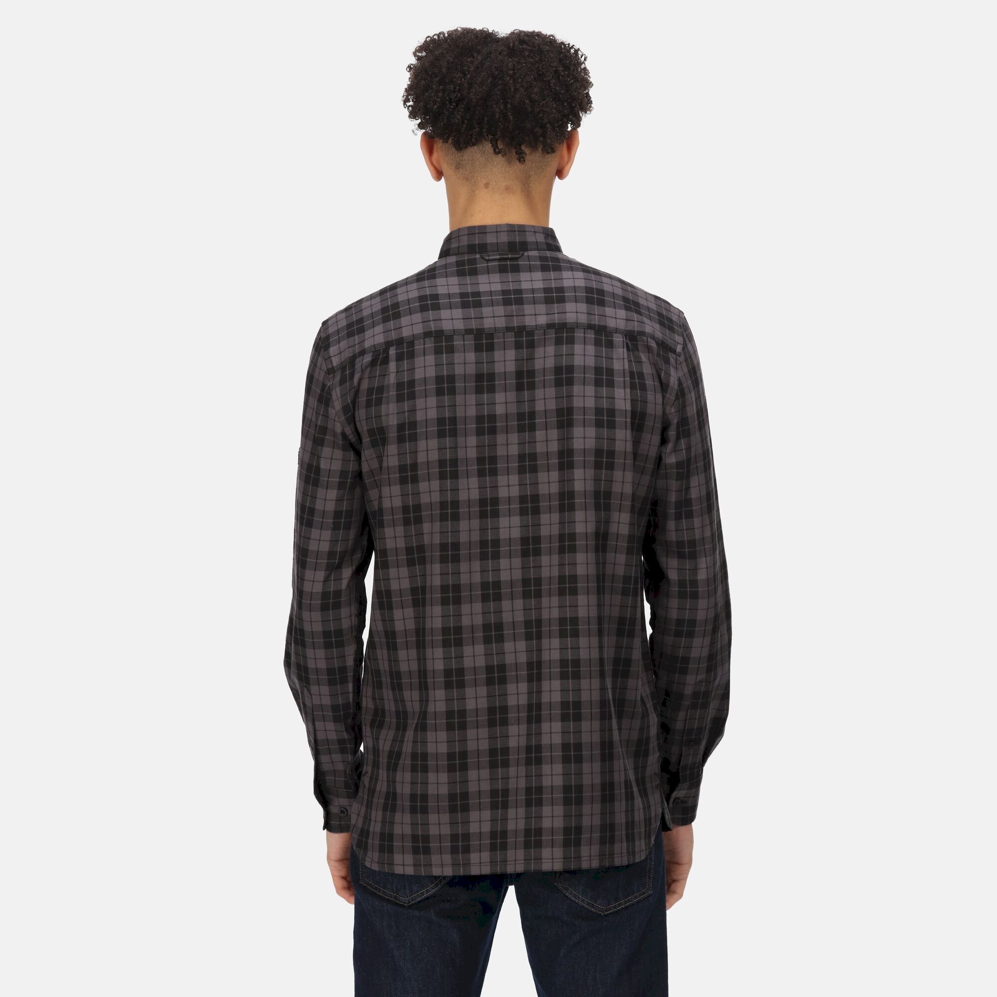 Men's Lance Long Sleeved Checked Shirt | Black Dark Grey Check