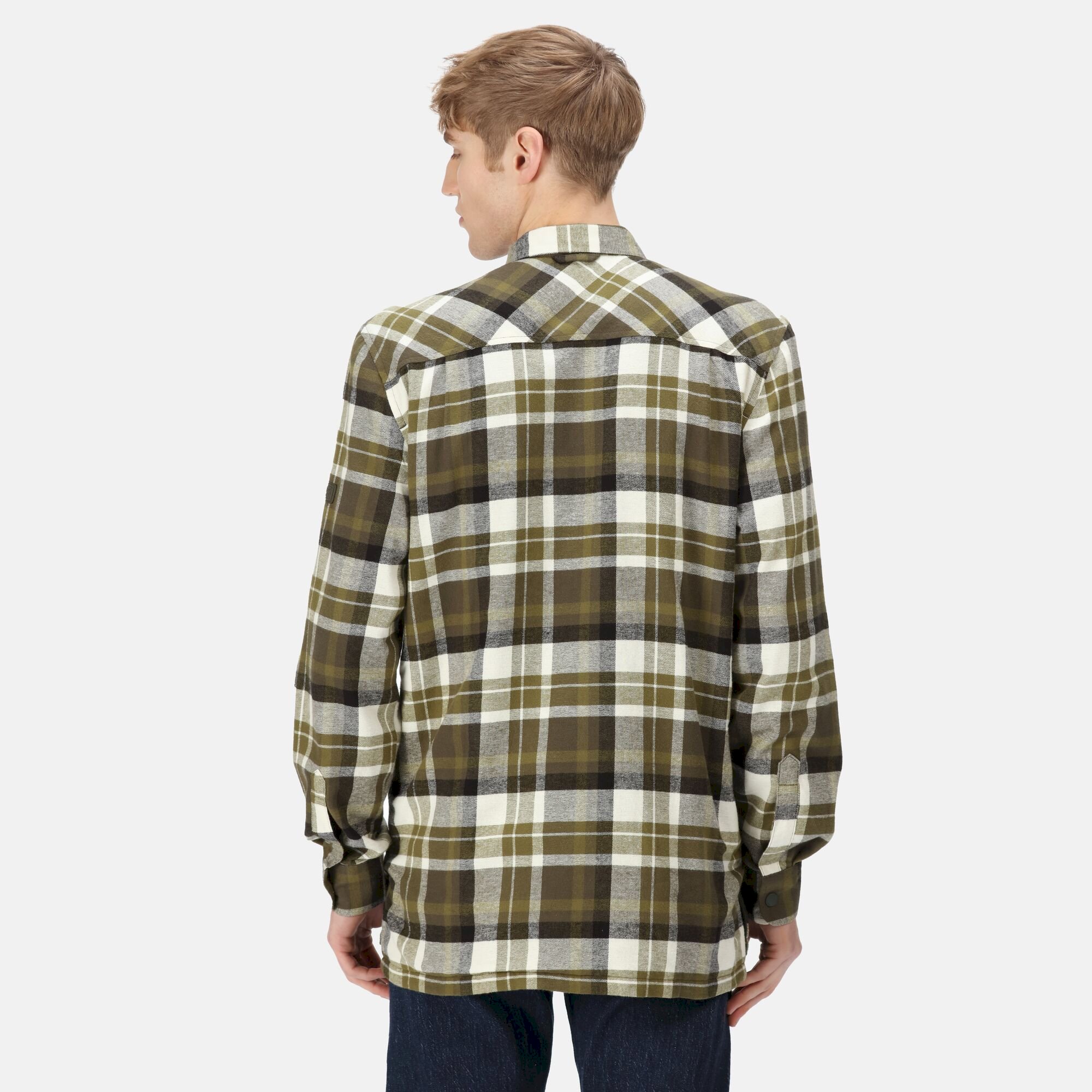 Men's Thamos Long Sleeved Checked Shirt | Dark Khaki Check