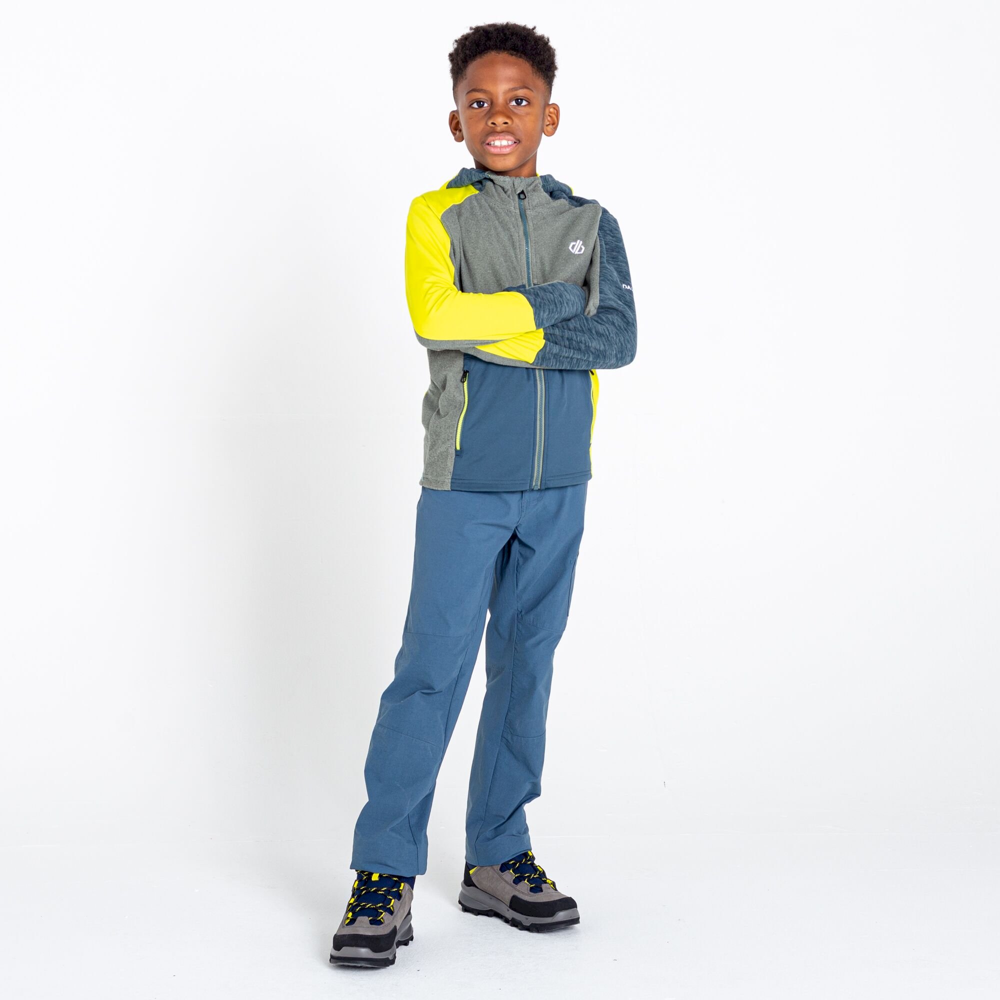 Dare 2b - Kids' Hero Recycled Core Stretch Midlayer | Neon Spring Orion Grey