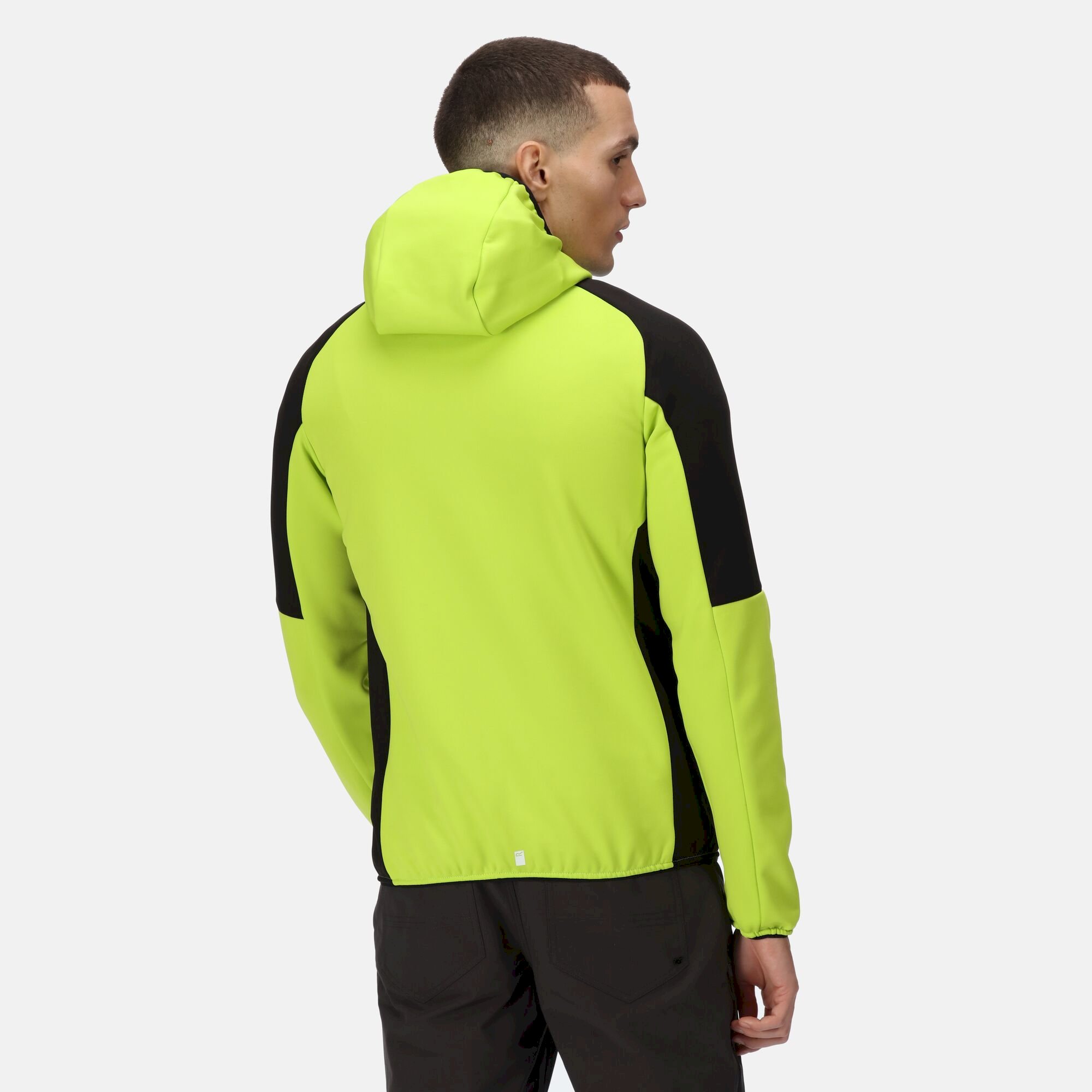 Men's Attare Softshell Hooded Jacket | Bright Kiwi Dark Grey