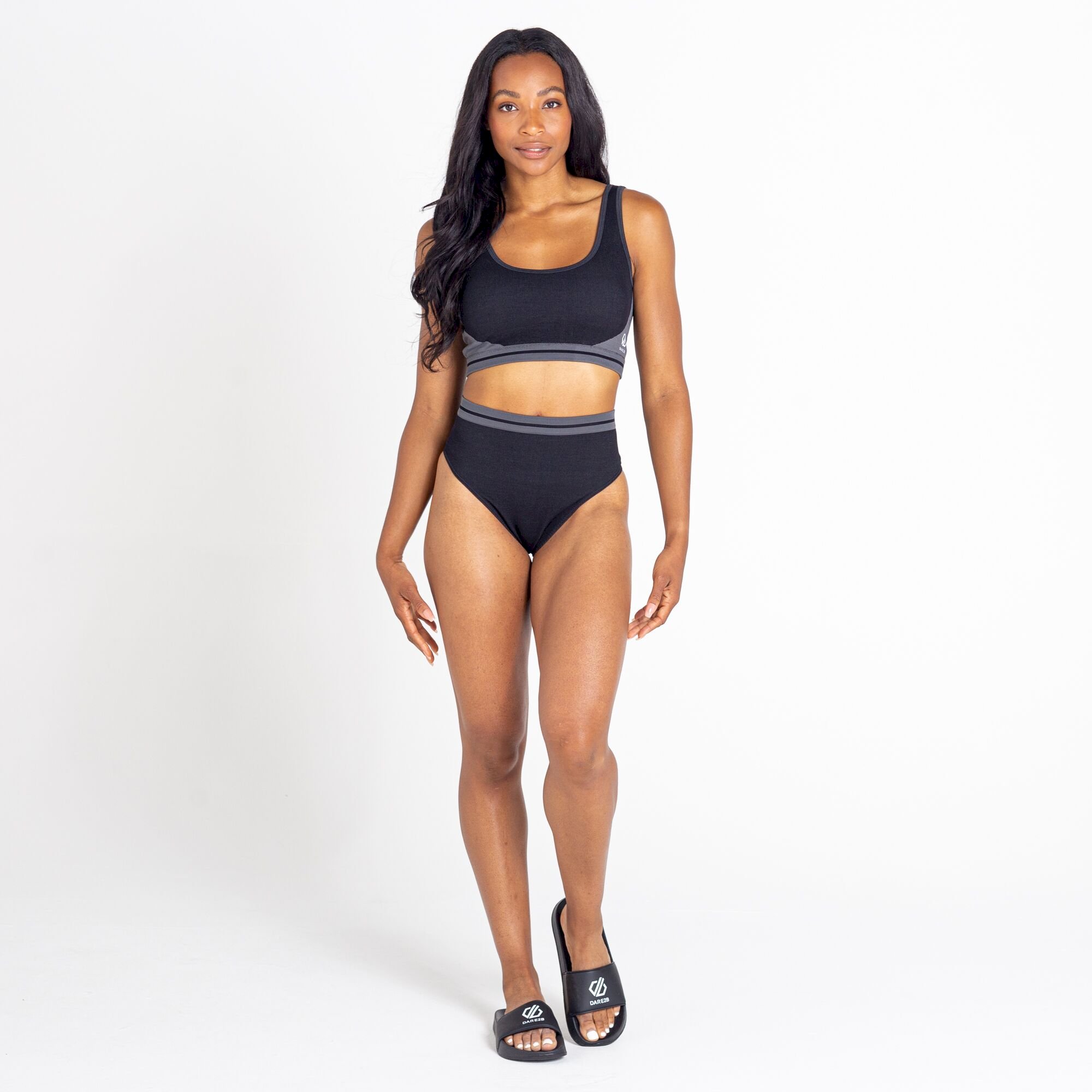 Dare 2b - Women's Don't Sweat It Recycled Bikini Top | Black Charcoal Grey