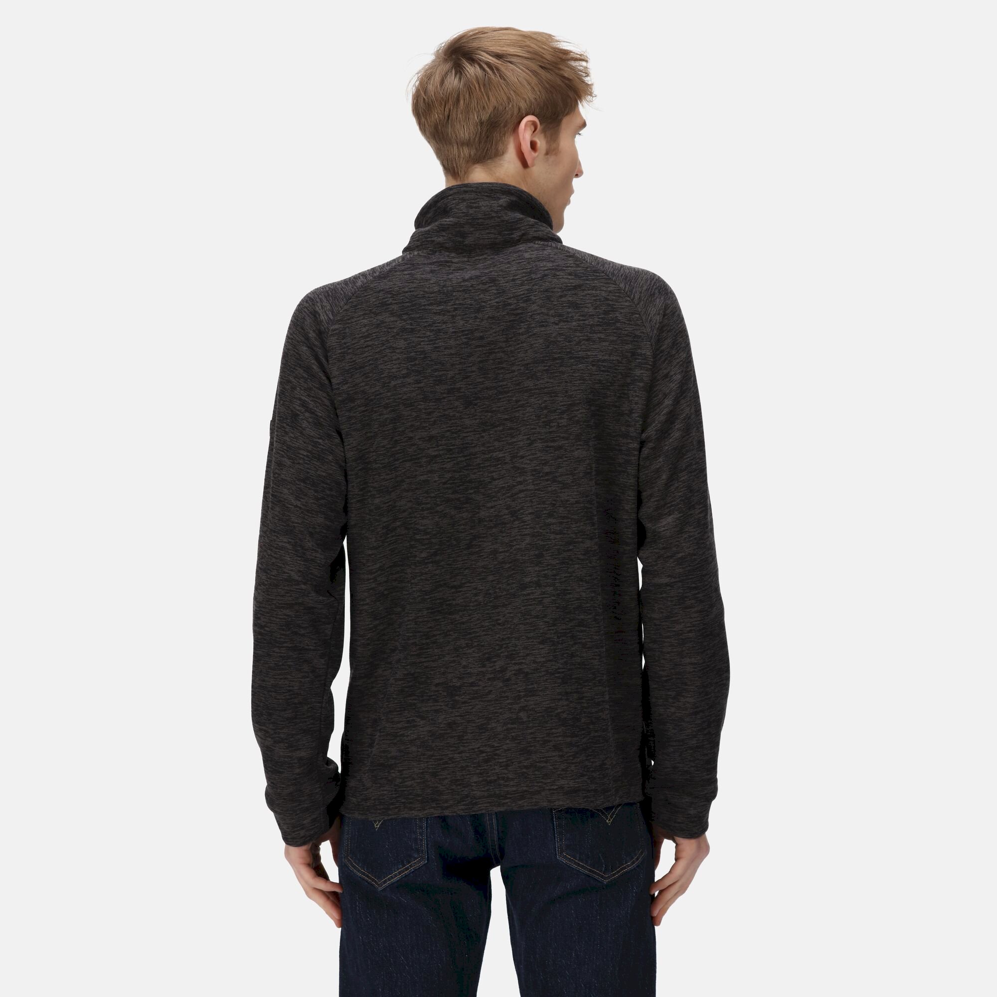 Men's Eithan Quarter Zip Fleece | Black Dark Grey Marl