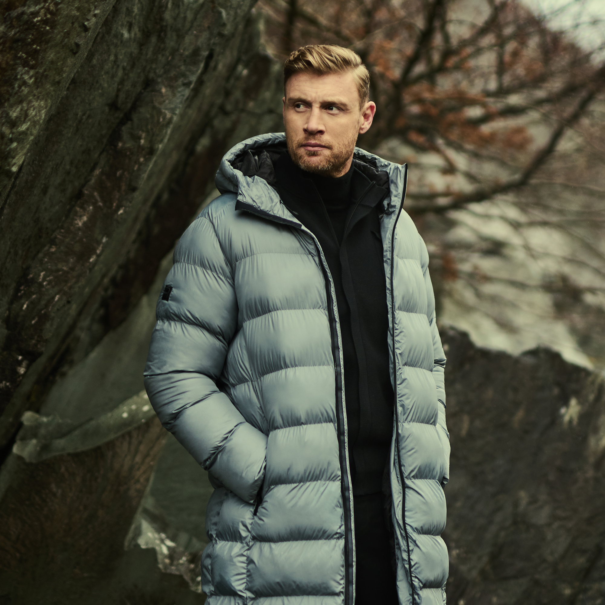 Freddie Flintoff Collection - Hallin Longline Quilted Jacket | Storm Grey