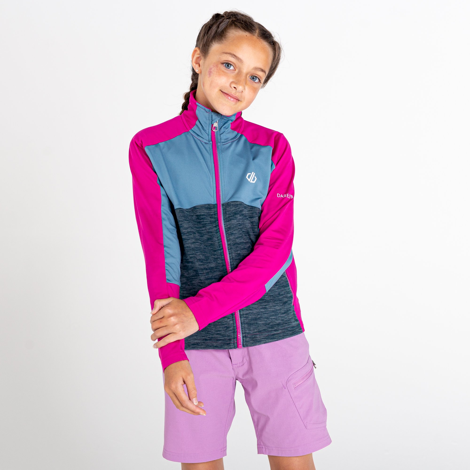 Dare 2b - Kids' Exception Recycled Core Stretch Midlayer | Fuchsia Bluestone