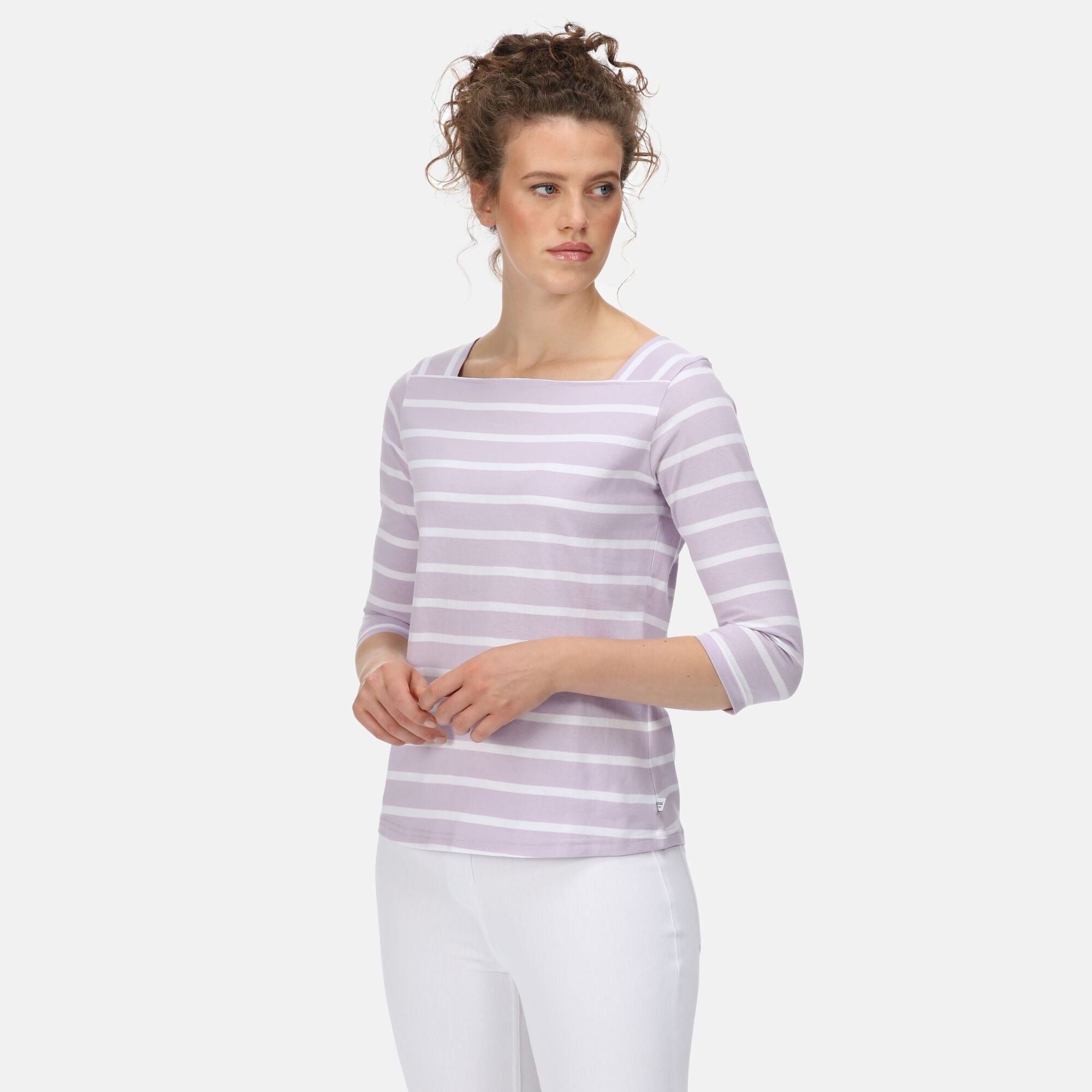Women's Polexia Square Neck Top | Pastel Lilac White