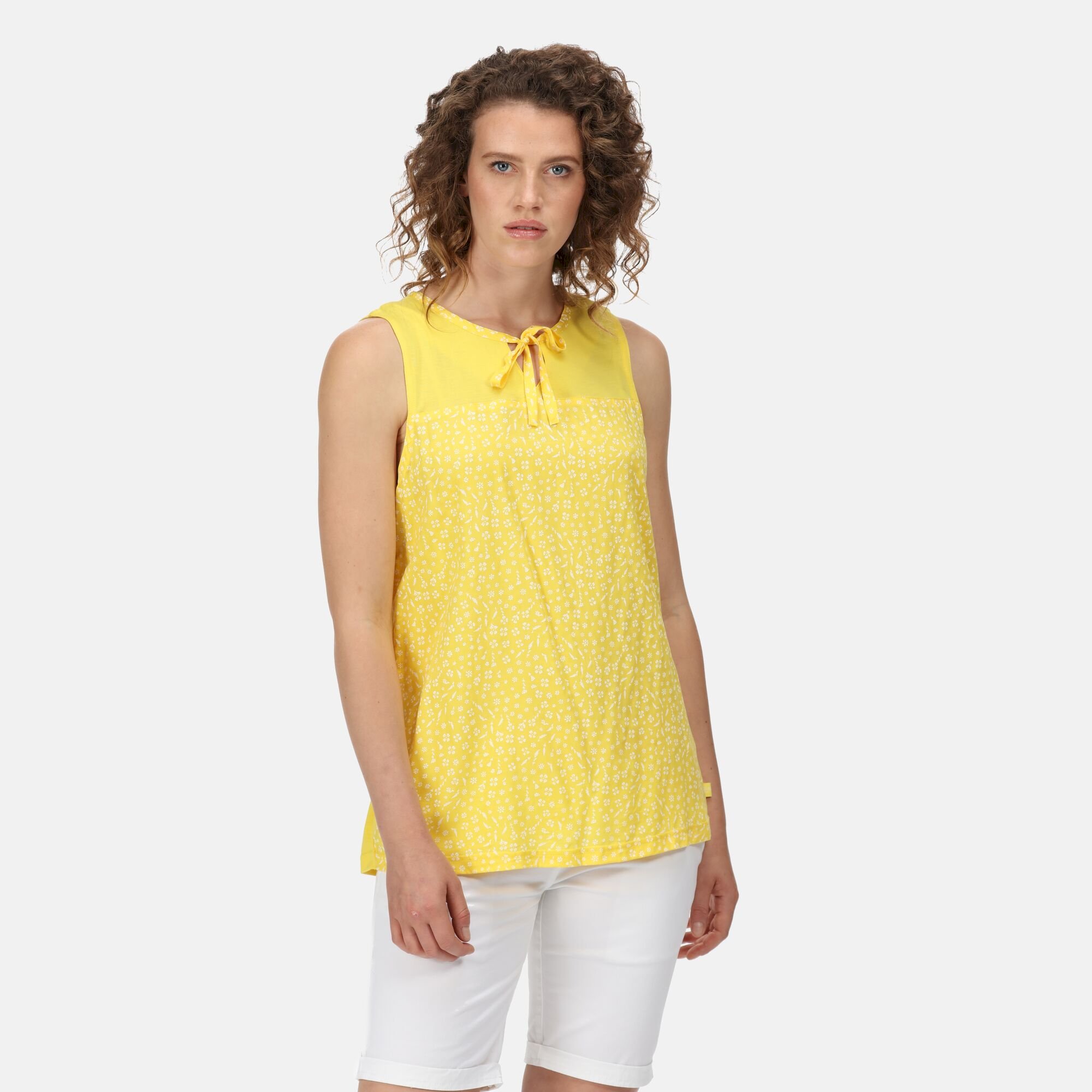 Women's Janessa V-Neck Top | Maize Yellow Ditsy