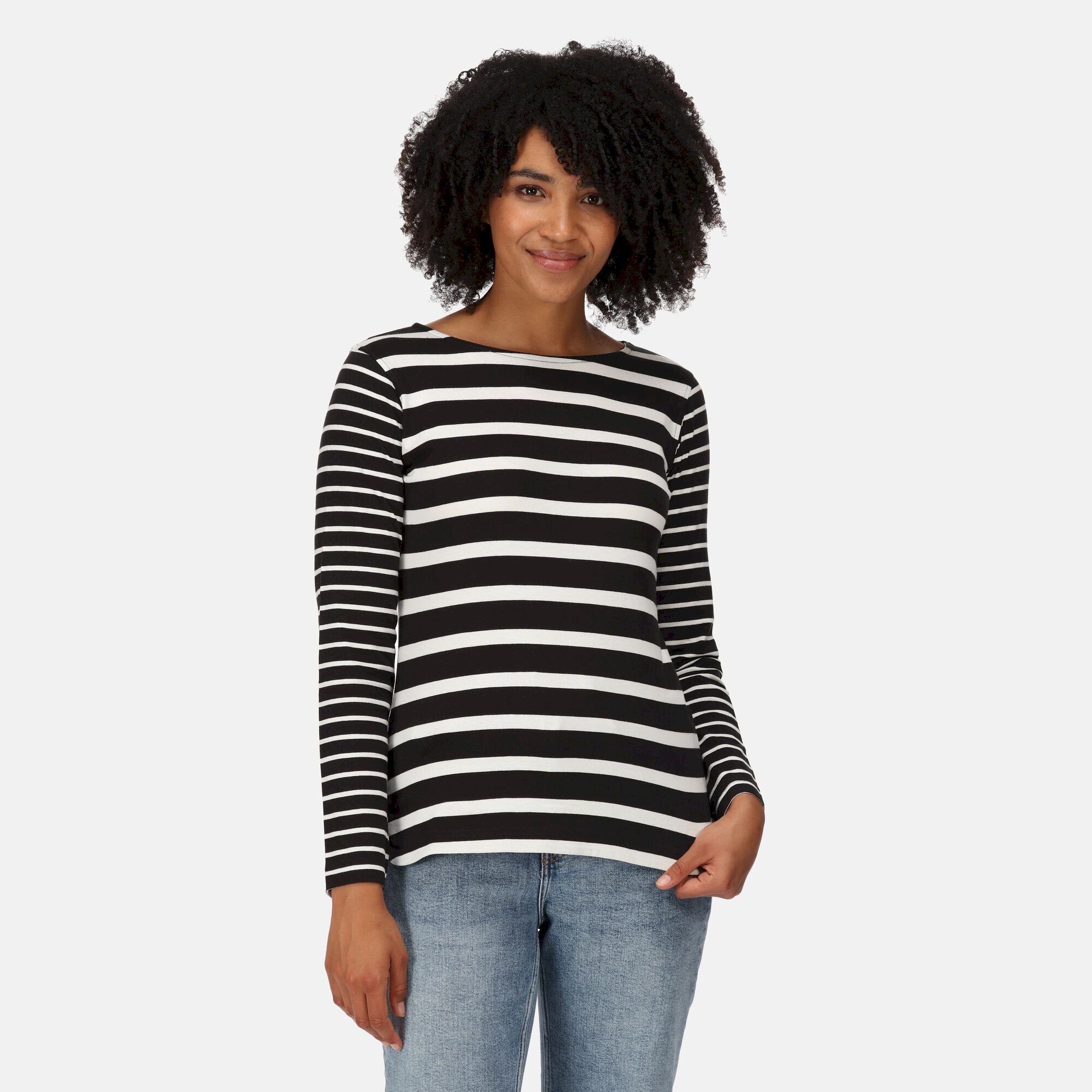 Women's Farida Striped T-Shirt | Black Snow White