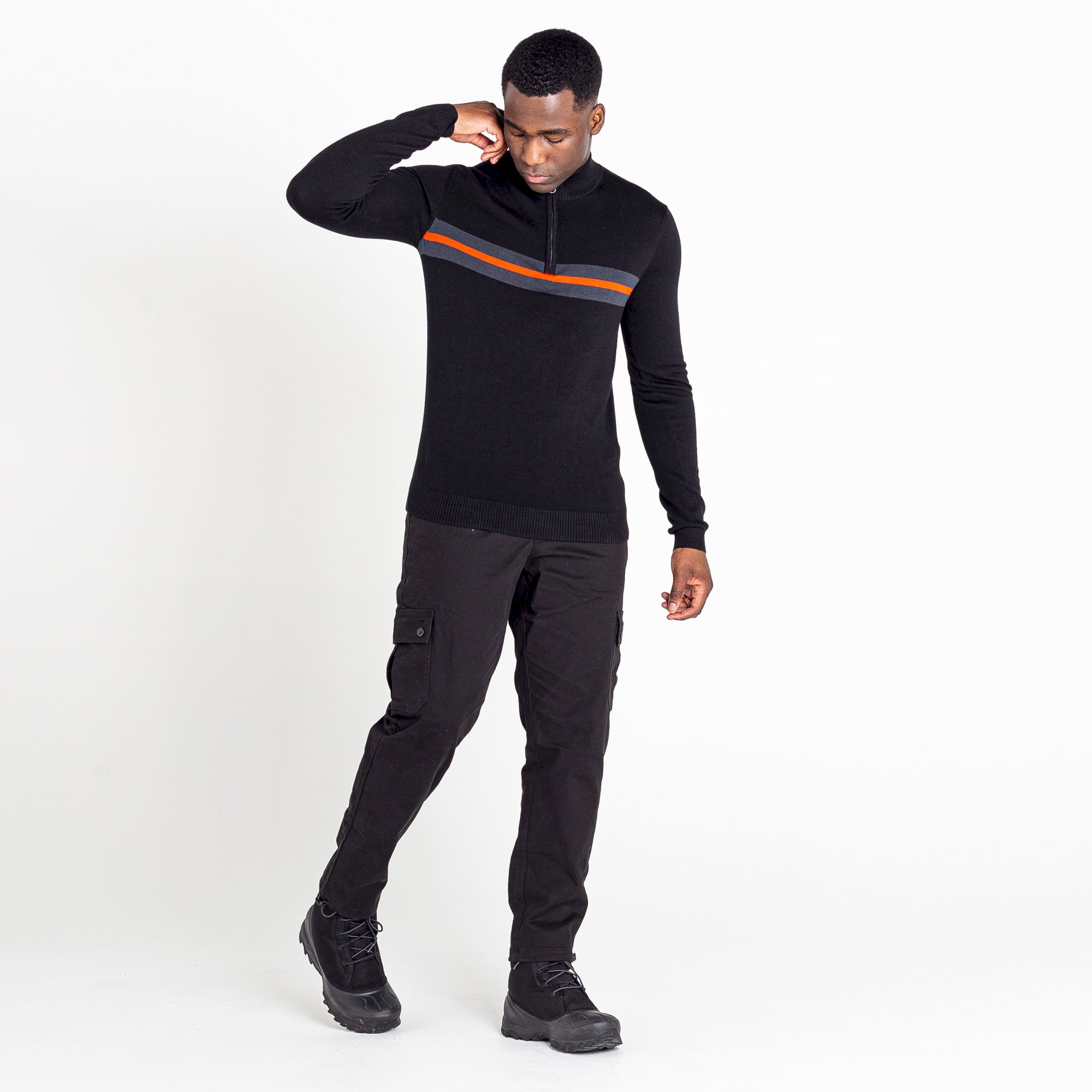 Dare 2b - Men's Unite Us Half Zip Knit Sweater | Black Amber Glow
