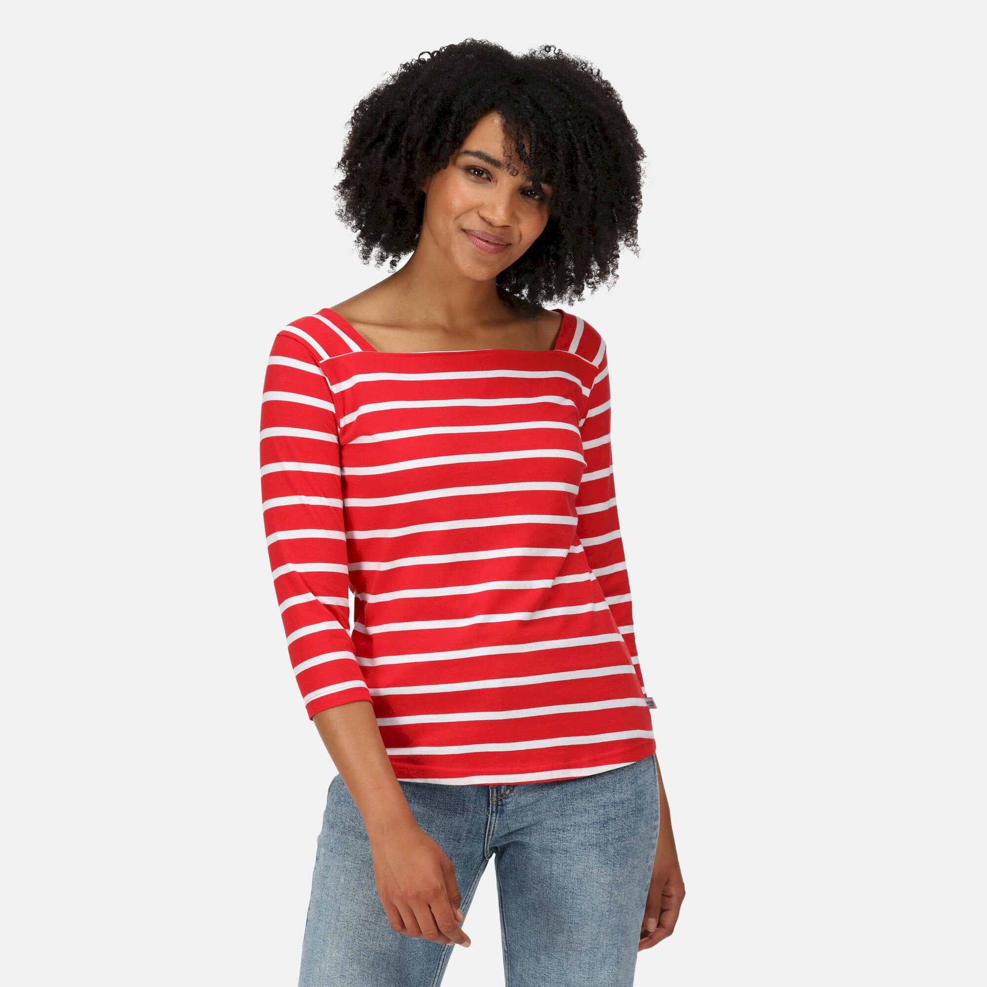 Women's Polexia Square Neck Top | True Red White Stripe