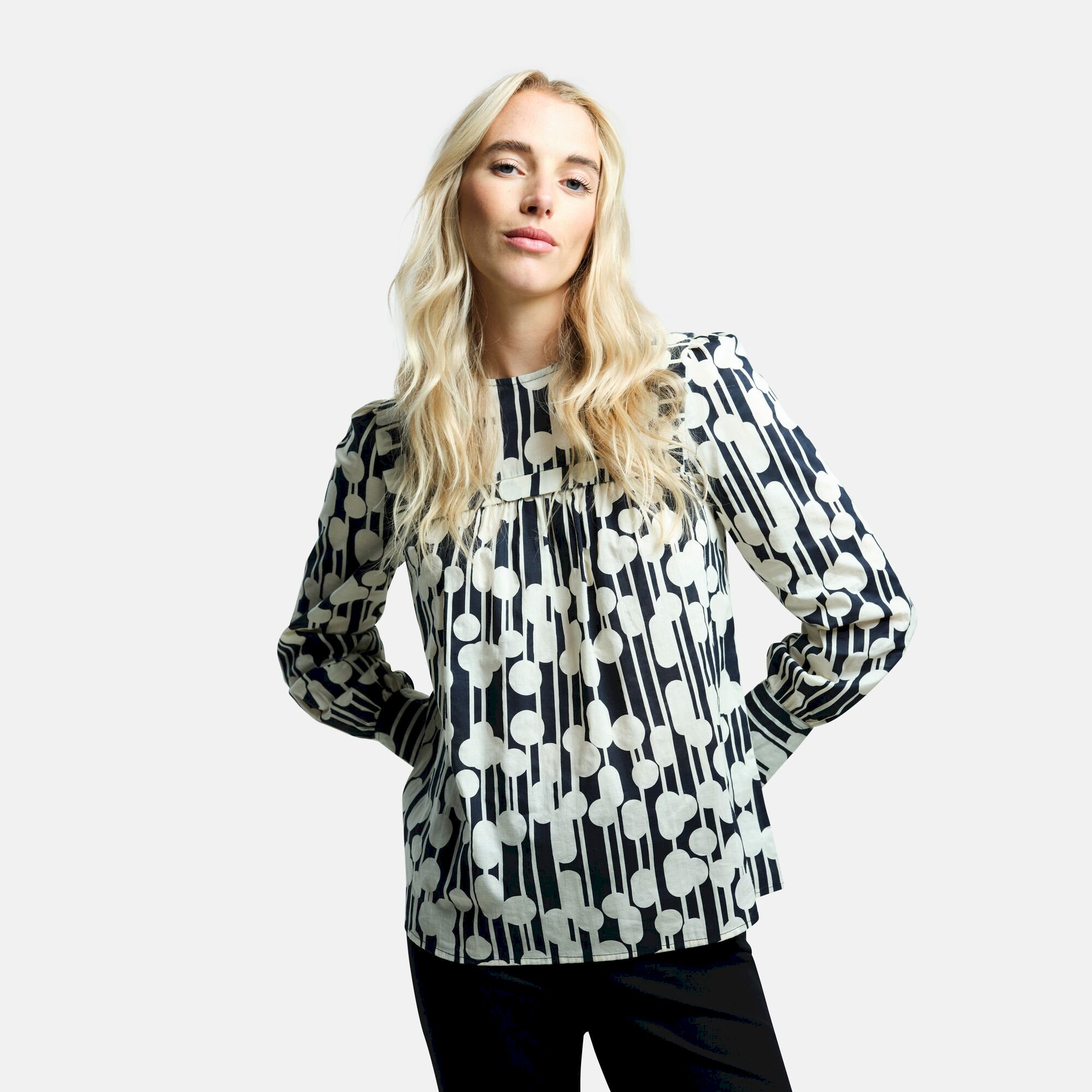 Orla Kiely Bib Collar Blouse | Reflected Trees Black