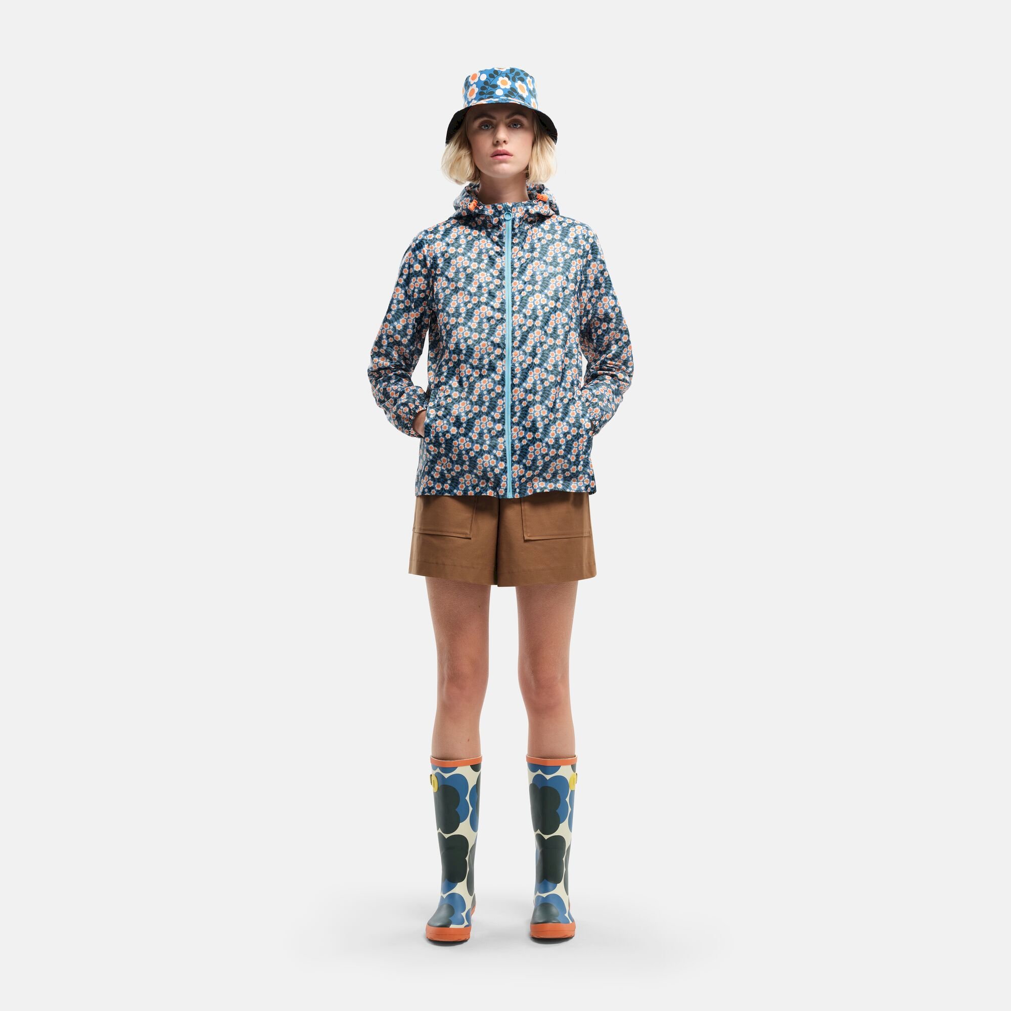 Orla Kiely Lightweight Waterproof Pack-It Jacket | Water Floral