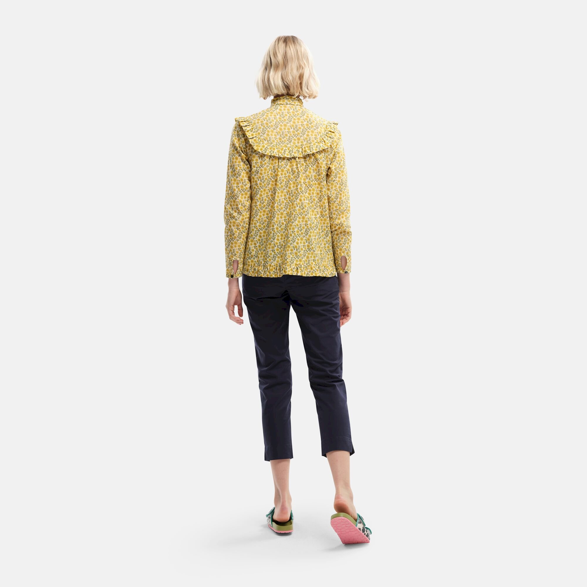 Orla Kiely High Neck Ruffle Detail Blouse | Buttercup Floral