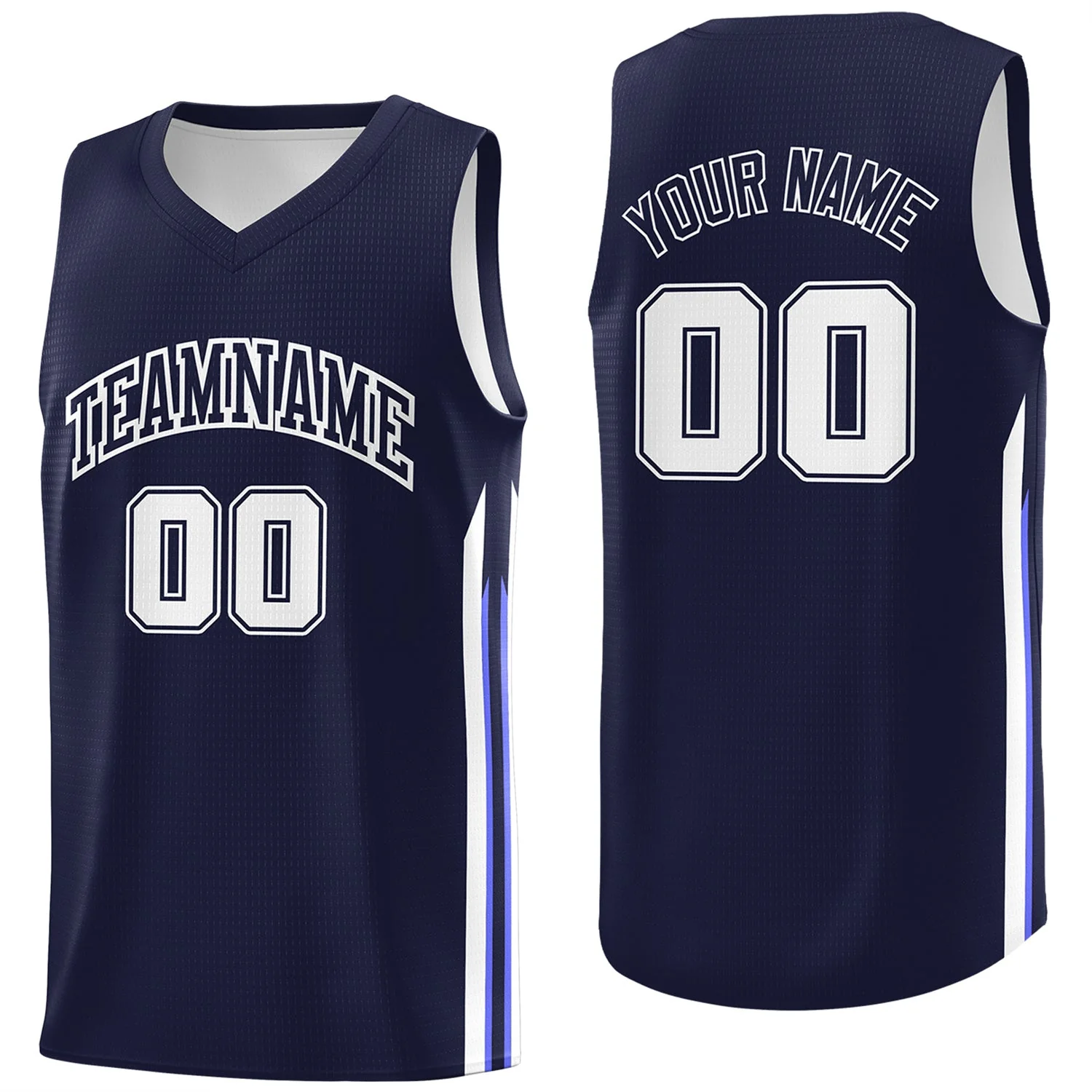 Custom Navy White Classic Tops Athletic Casual Basketball Jersey