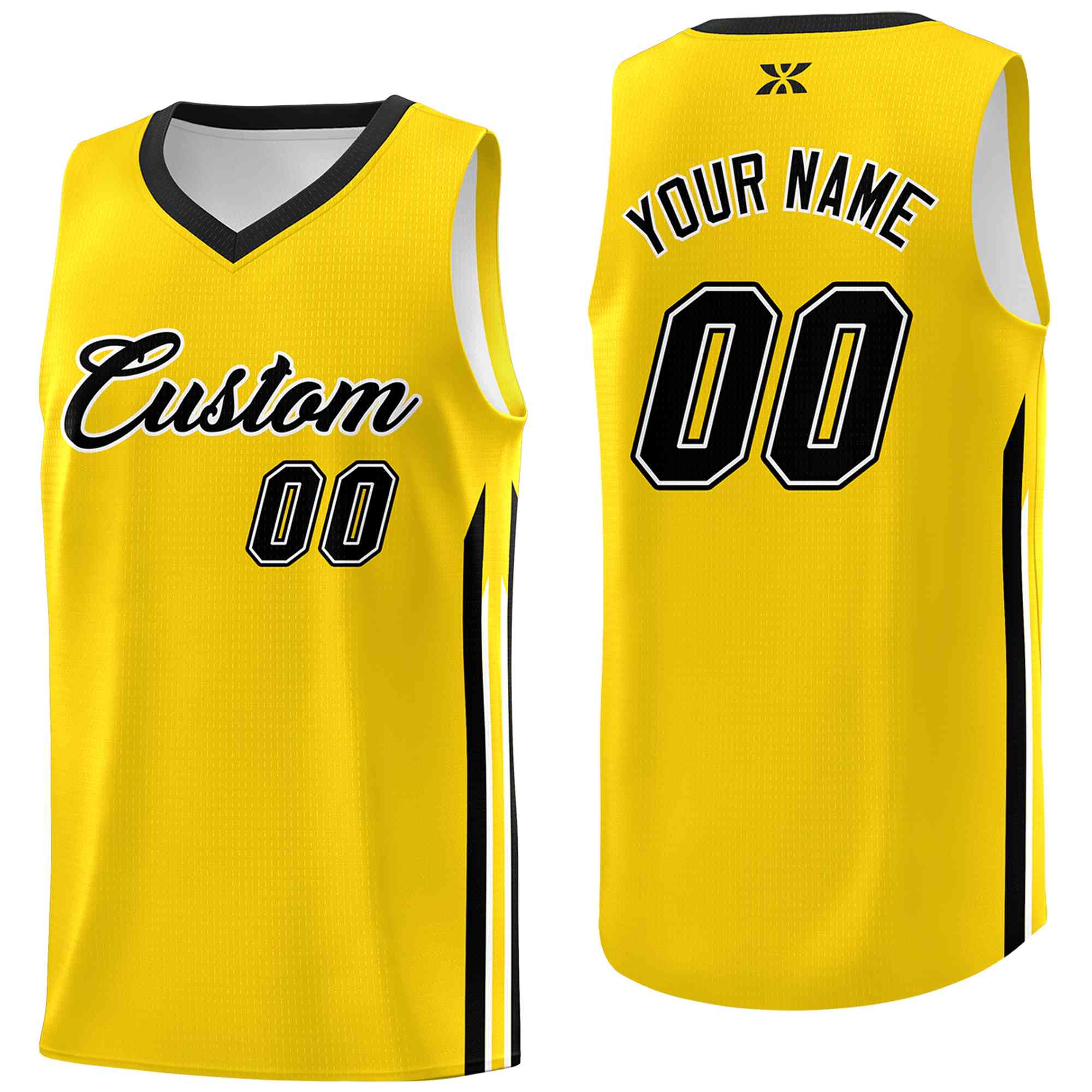 Custom Yellow Black-Classic Tops Mesh Sport Basketball Jersey