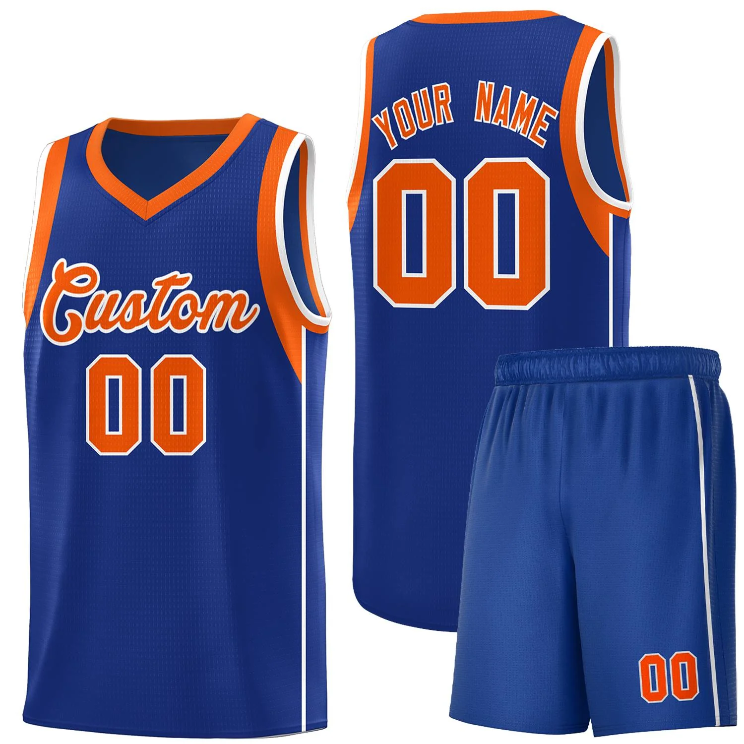 Custom Royal Orange-White Sleeve Color Blocking Classic Sets Sports Uniform Basketball Jersey