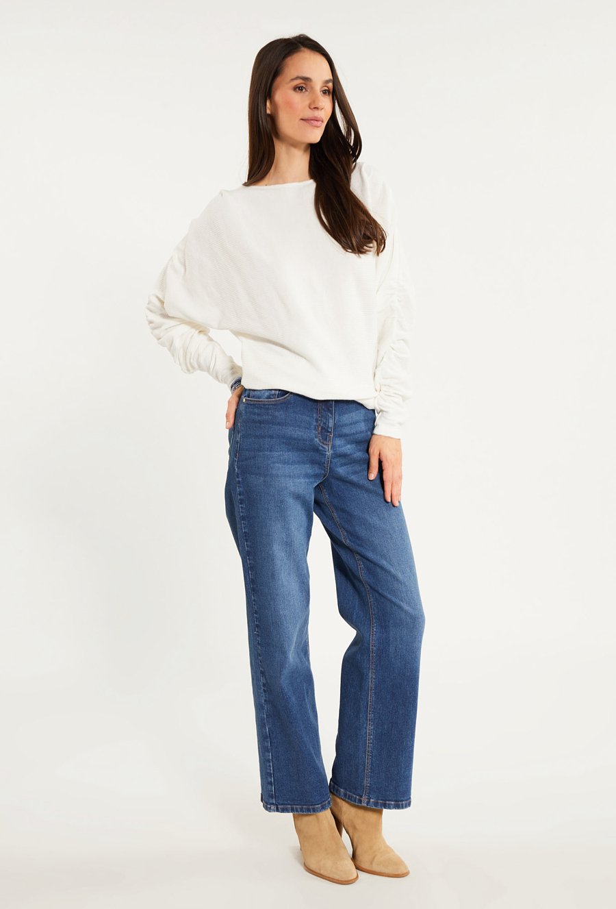 Prążkowany sweter damski