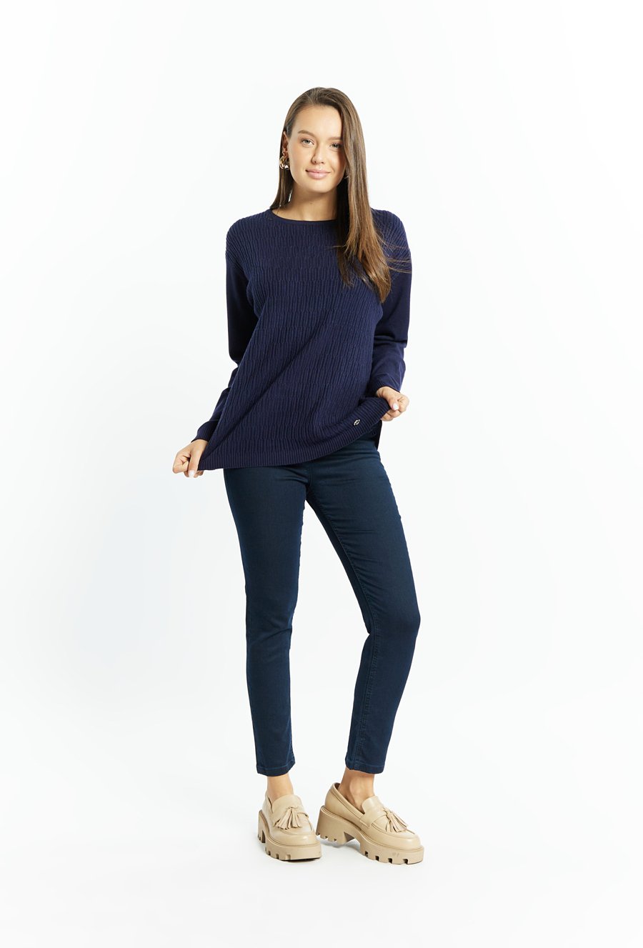 Prążkowany sweter damski