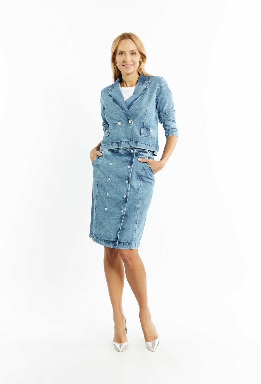 Jeansowy żakiet damski