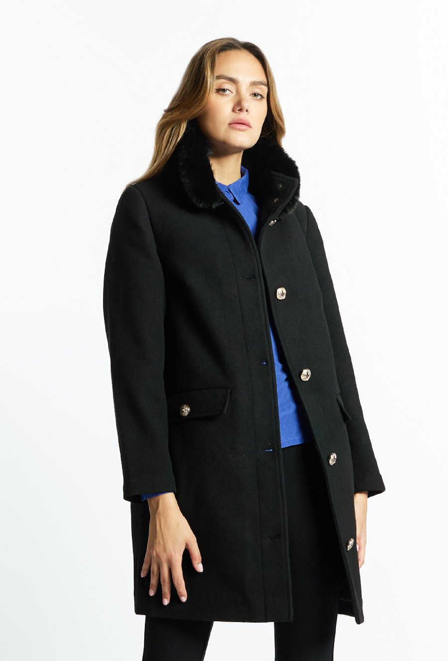 Płaszcz damski z domieszką wełny