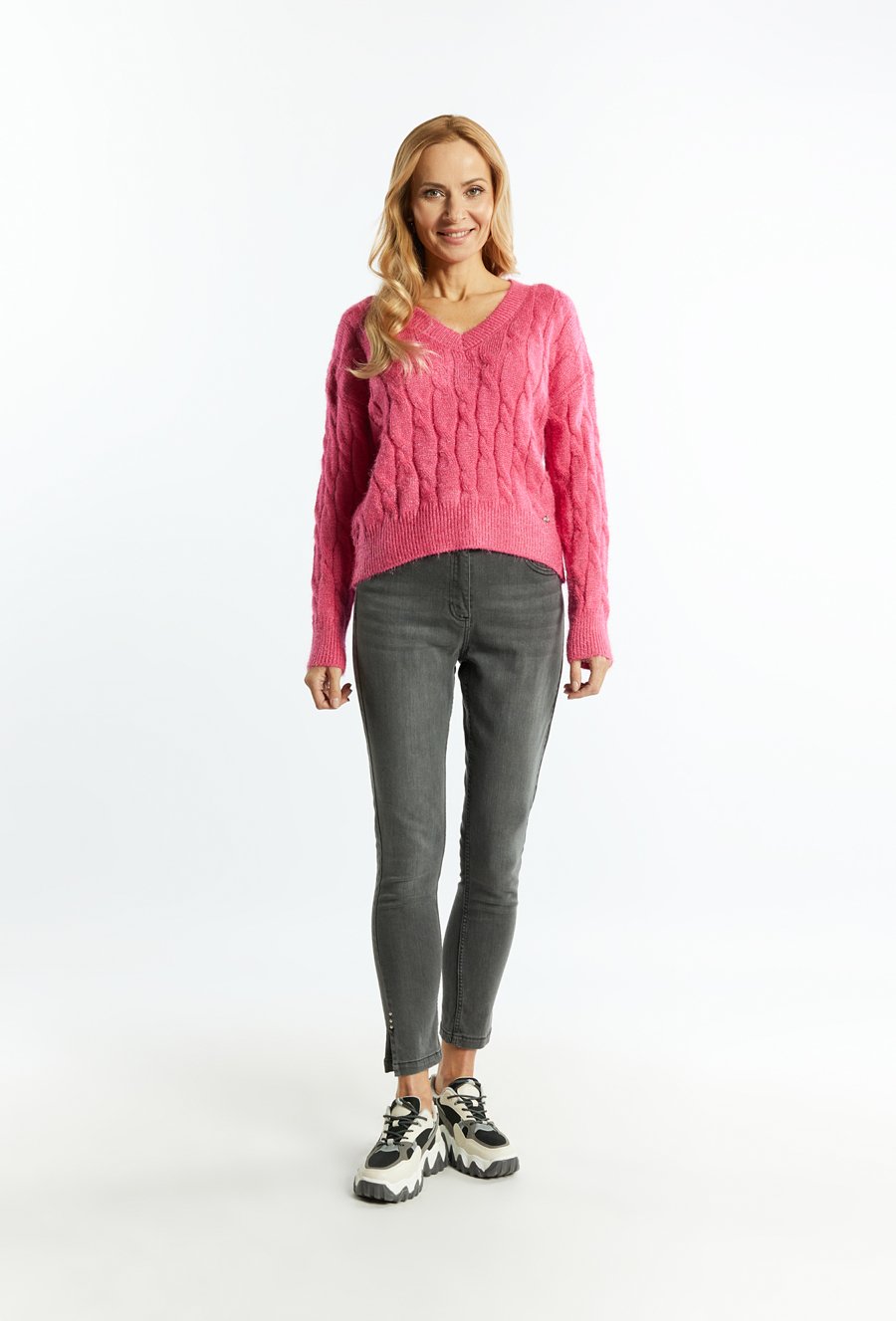 Sweter damski ze splotem