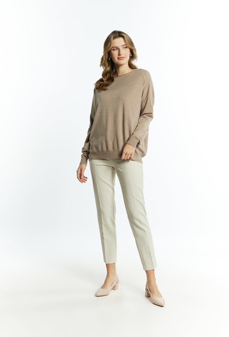 Wiskozowy sweter z dżetami