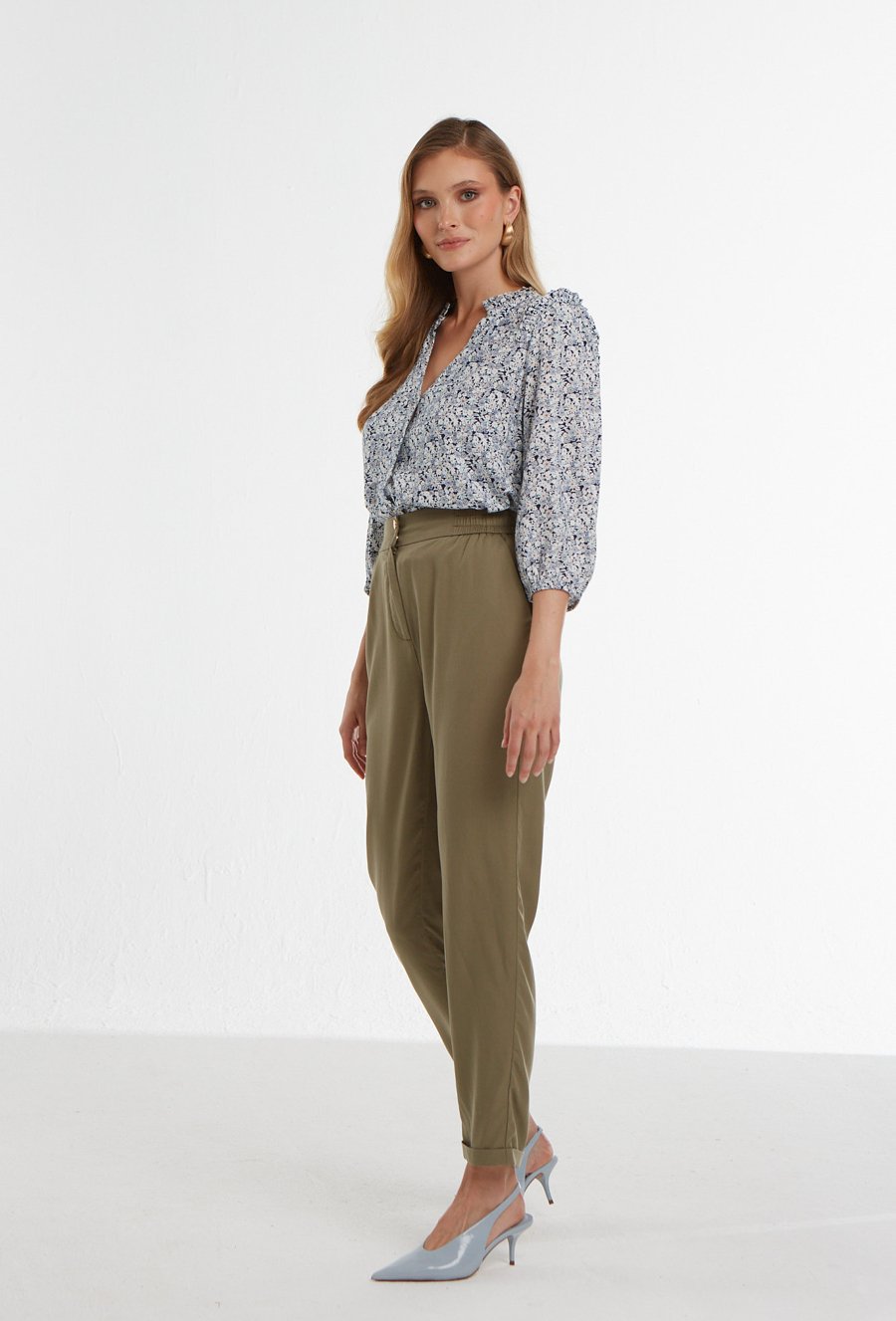 Wiskozowa koszula z falbaną