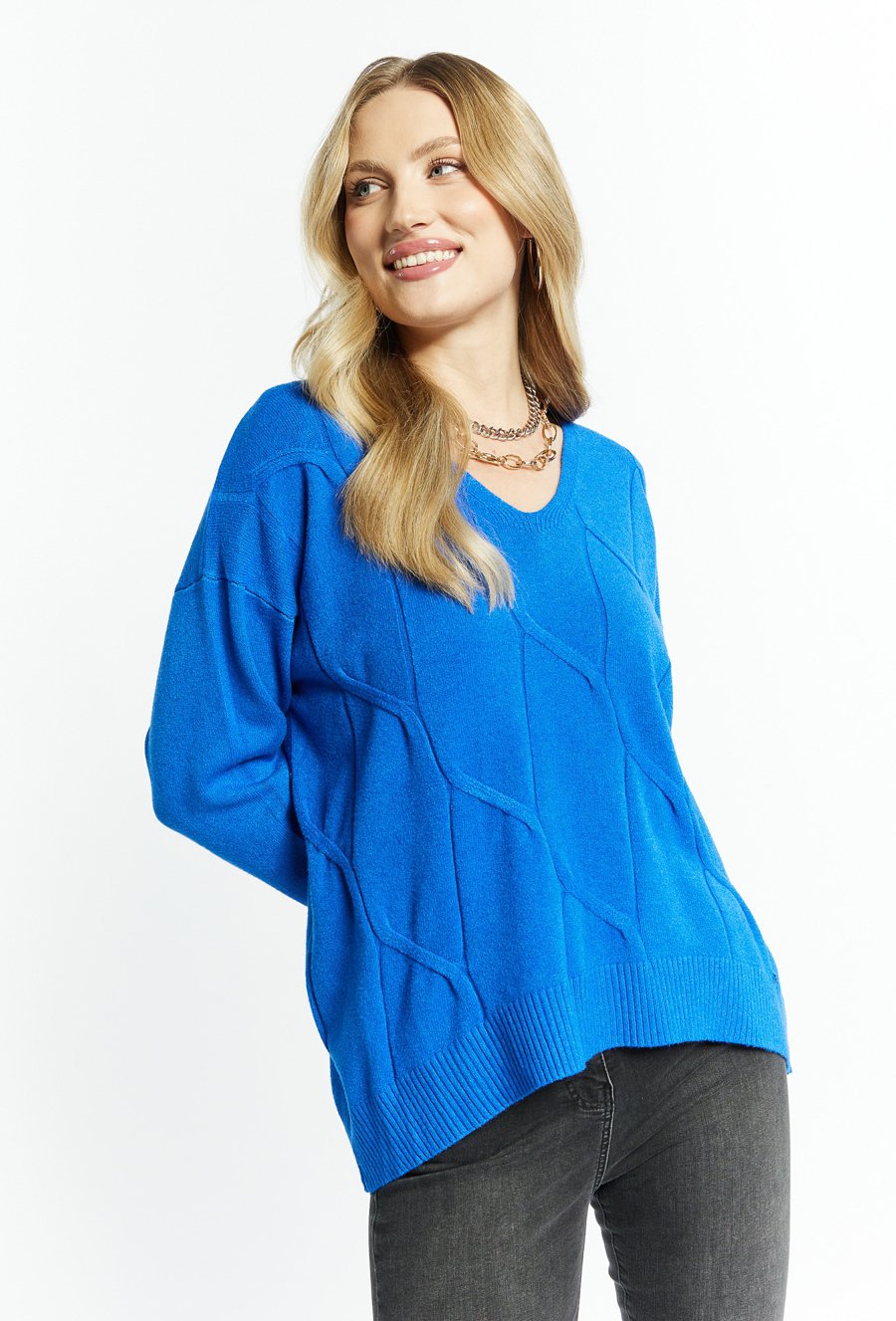 Oversizowy sweter w serek