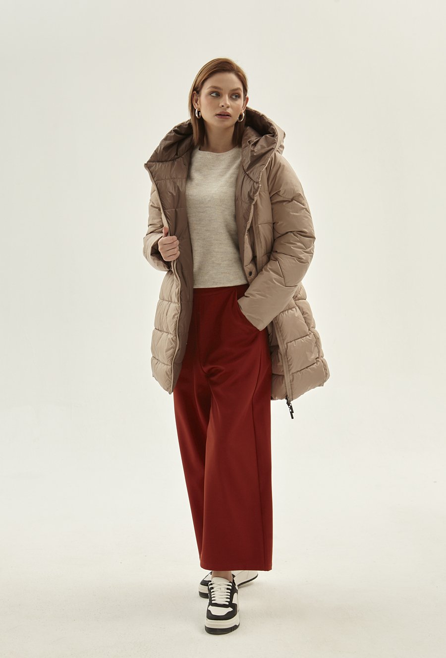 Dwustronna pikowana kurtka z kapturem