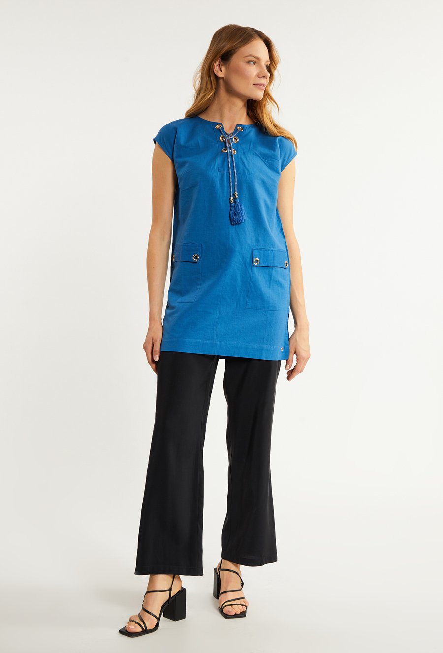 Bawełniana bluzka z domieszką lnu