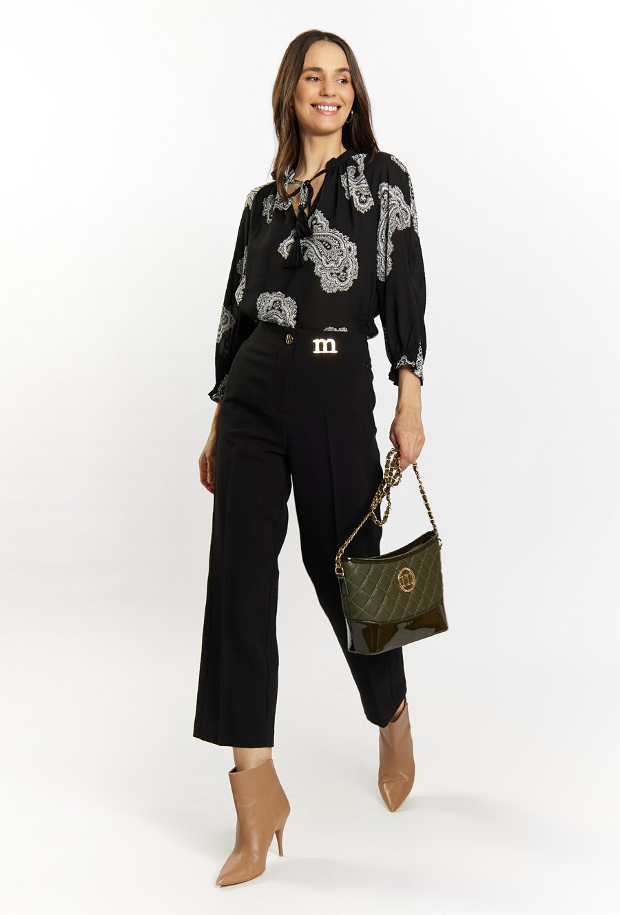 Torba damska z pikowanym panelem