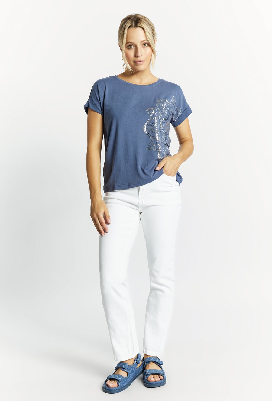 T-shirt damski z ściągaczem