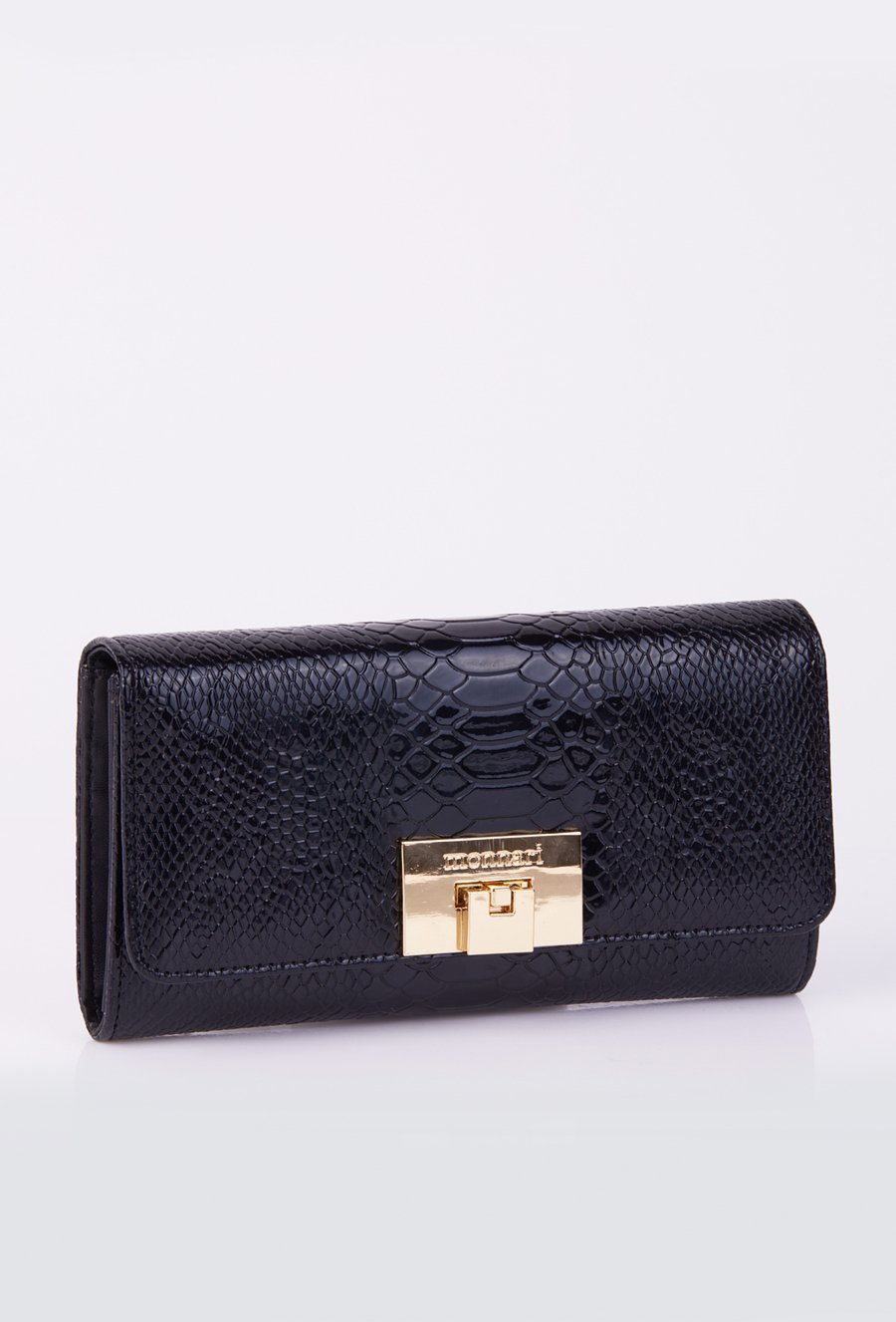 Klasyczny duży portfel damski z metalowym zapięciem