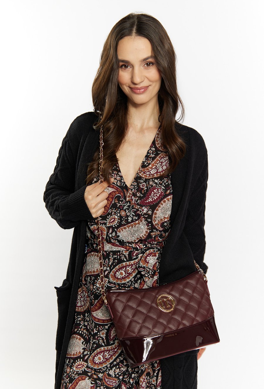 Torba damska z pikowanym panelem