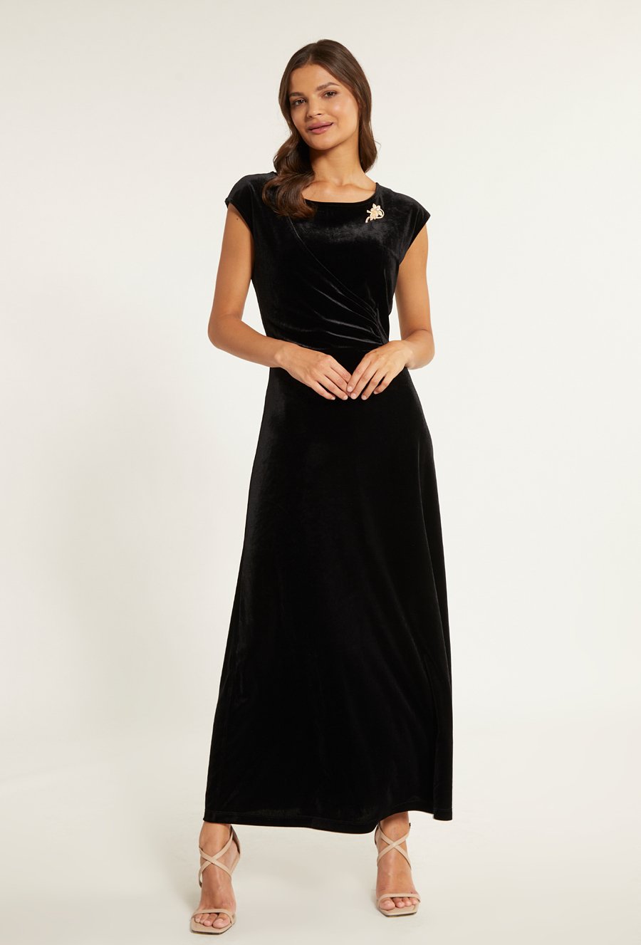 Sukienka maxi z welurowego materiału