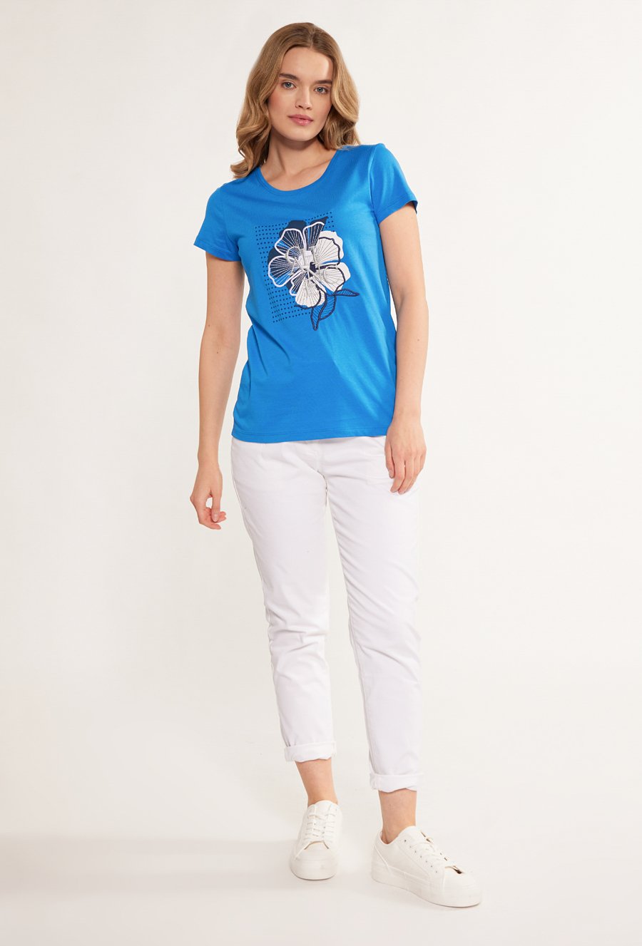 T-shirt damski z ozdobnym nadrukiem