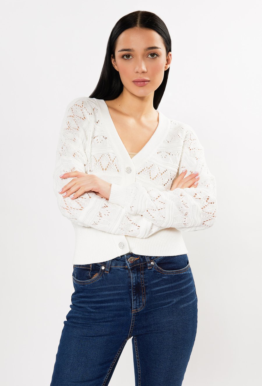 Ażurowy sweter damski