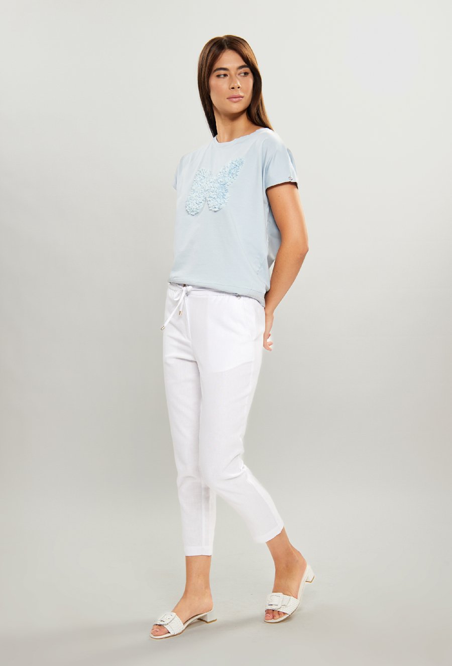 Bawełniany t-shirt ze zdobieniem