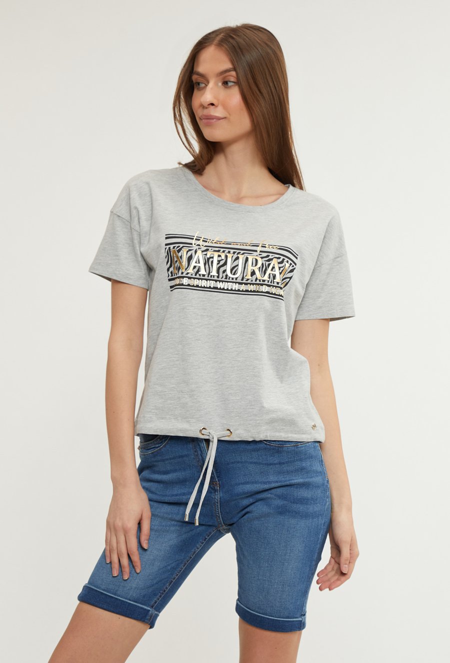 T-shirt damski z wiązaniem