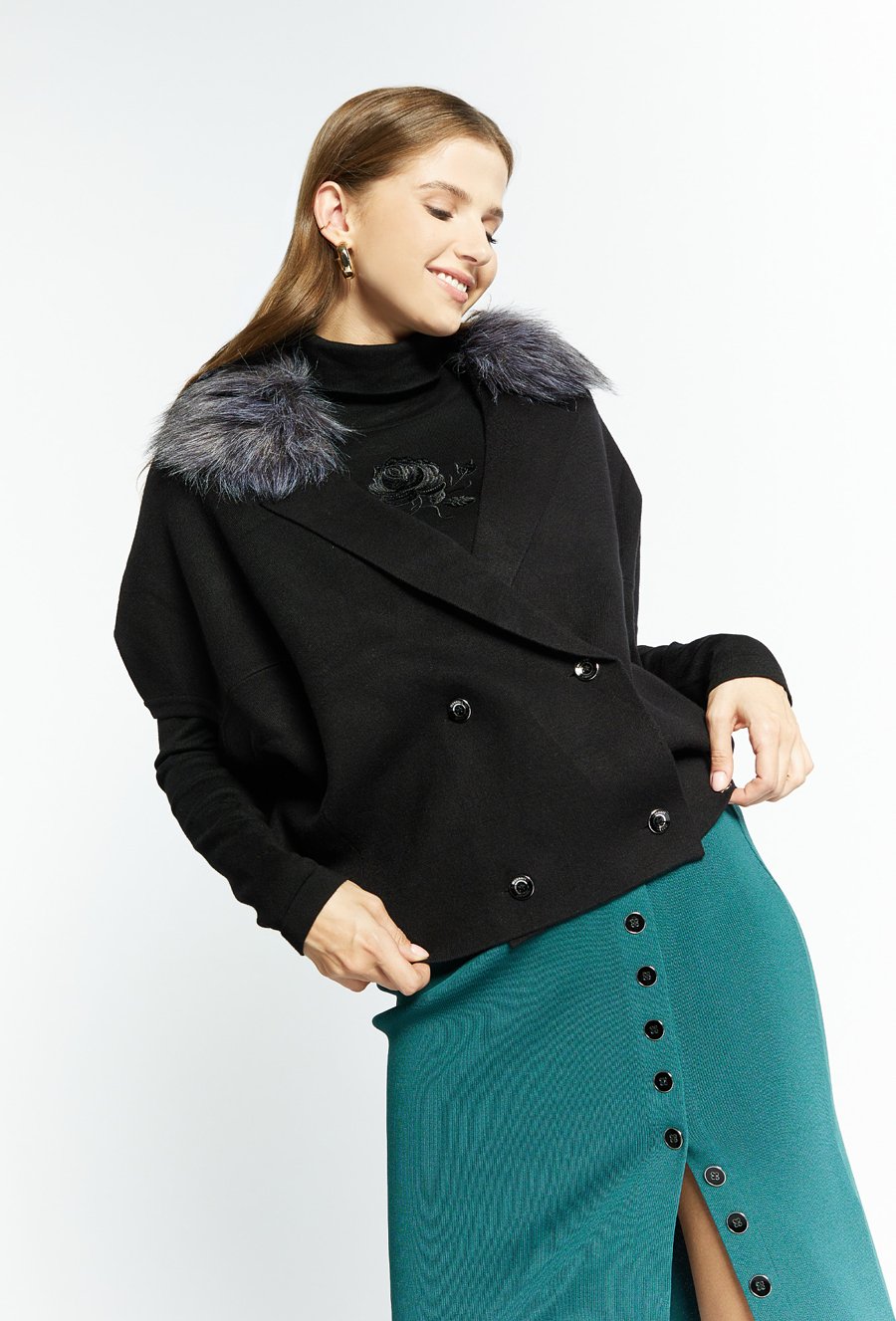 Sweter damski z futerkiem