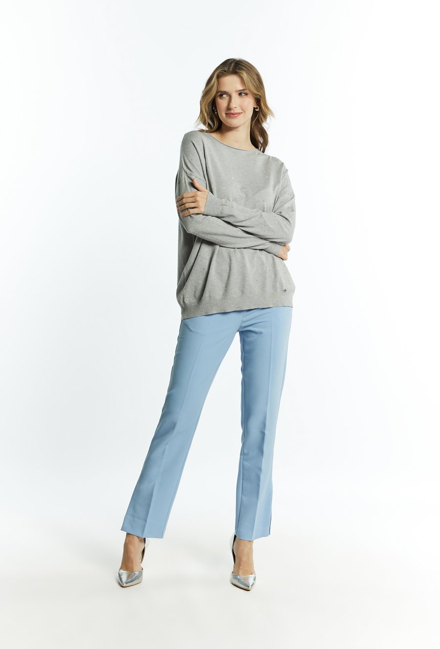 Wiskozowy sweter z dżetami