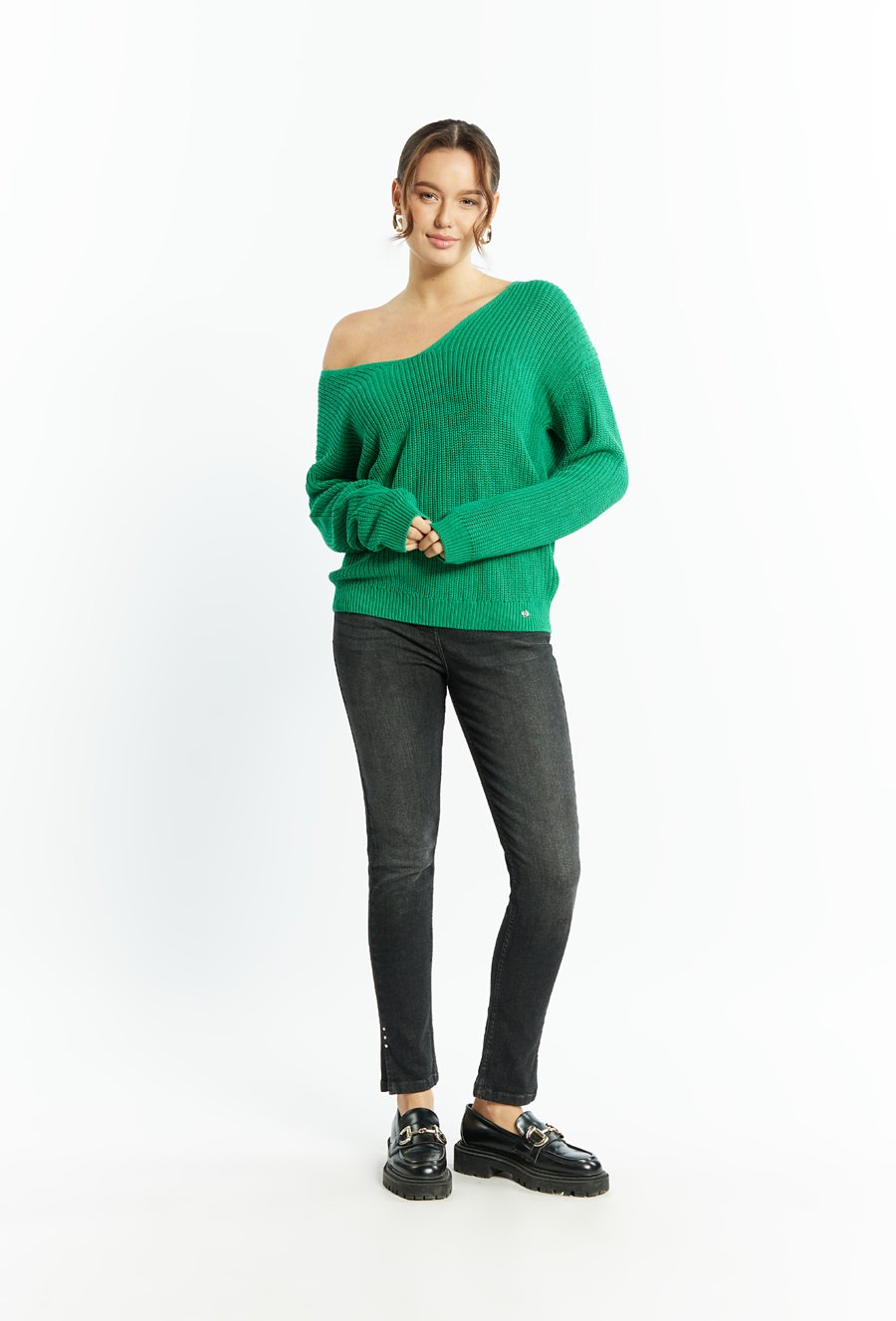 Bawełniany sweter damski w serek