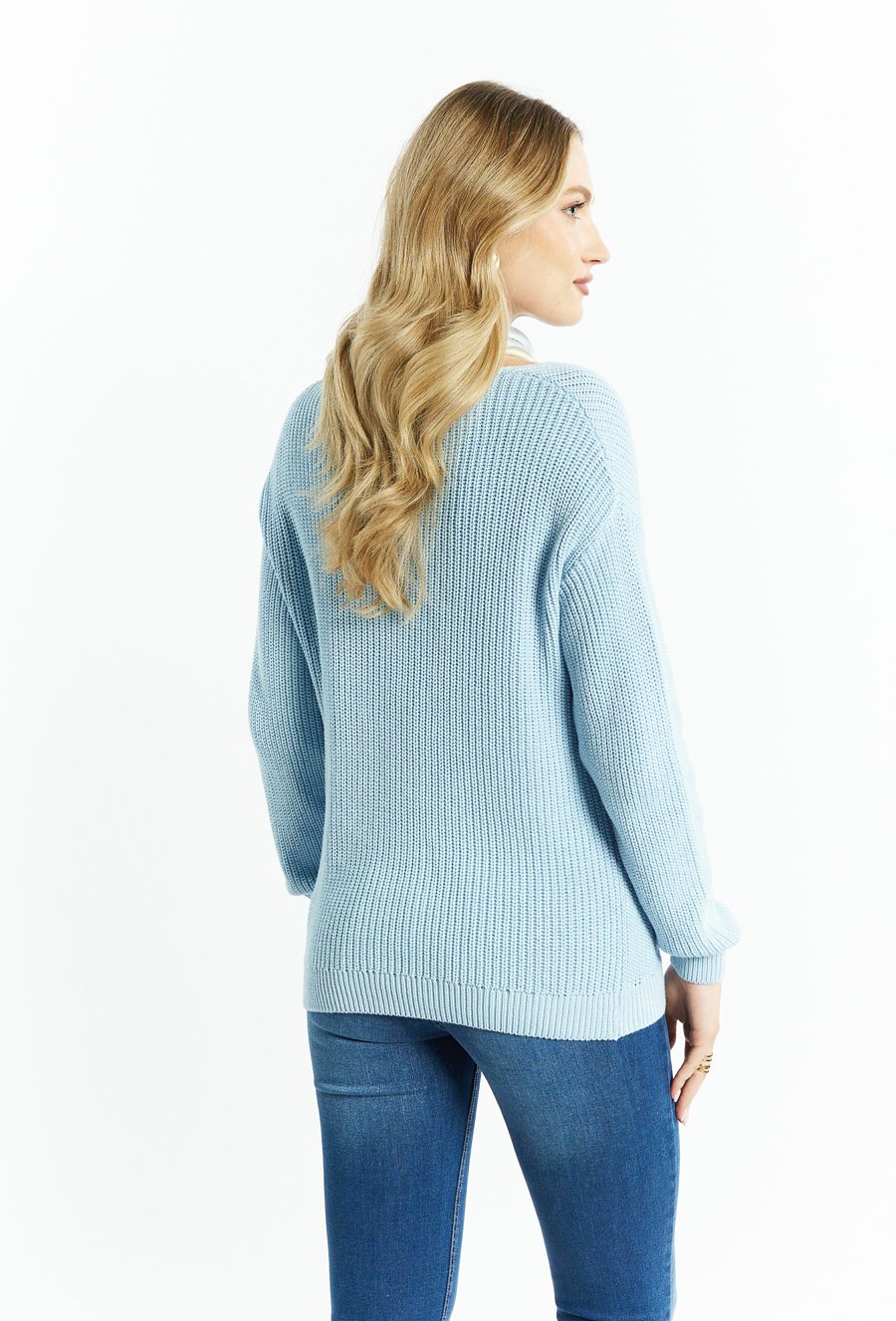 Bawełniany sweter damski w serek