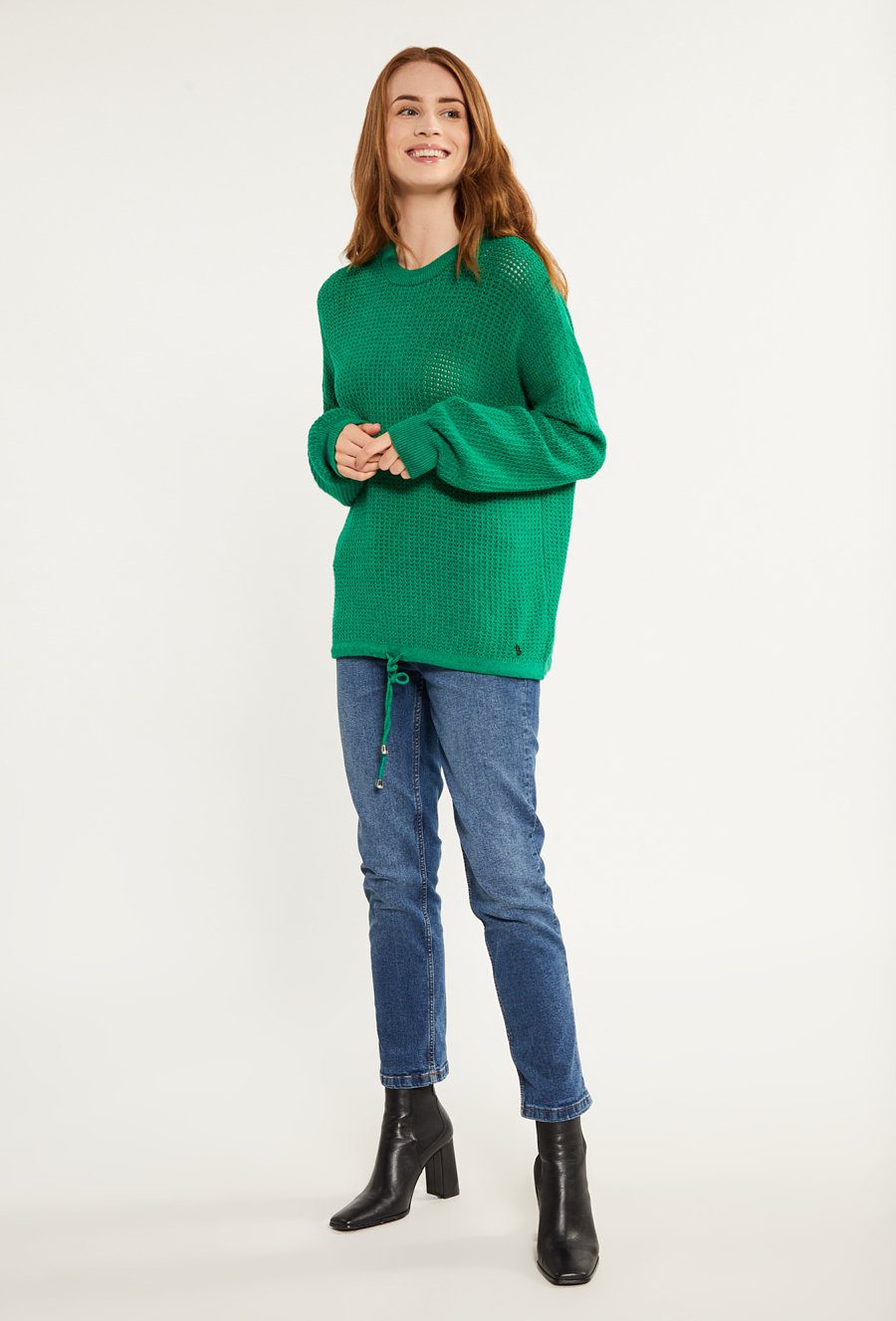 Sweter damski z wiązaniem