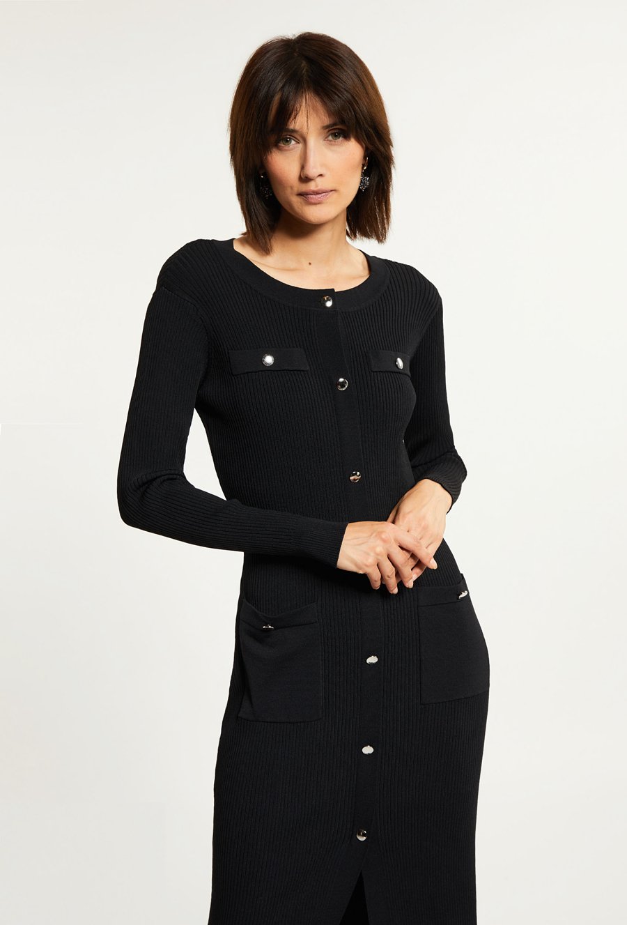 Prążkowana sukienka midi