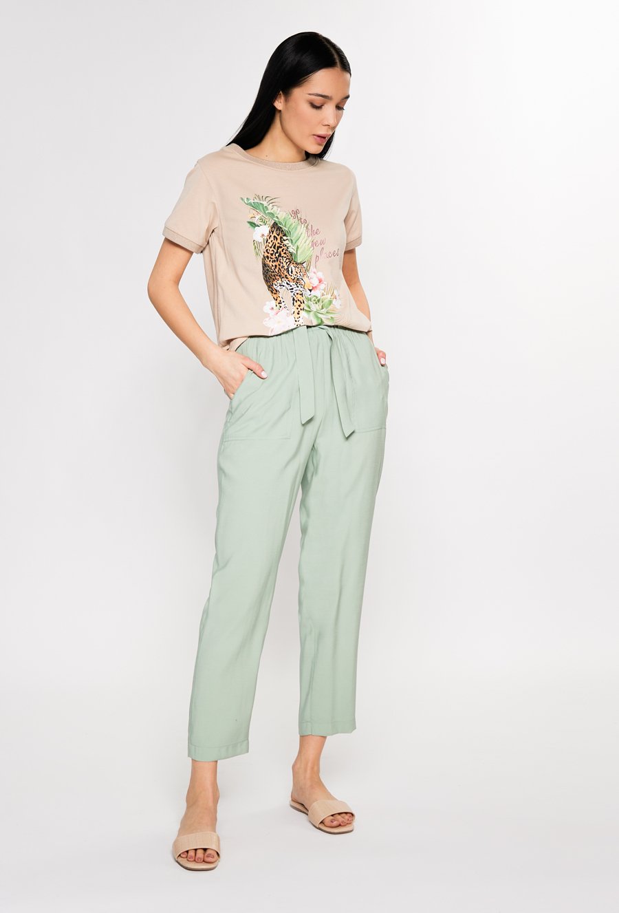 Gładkie spodnie z wiskozy