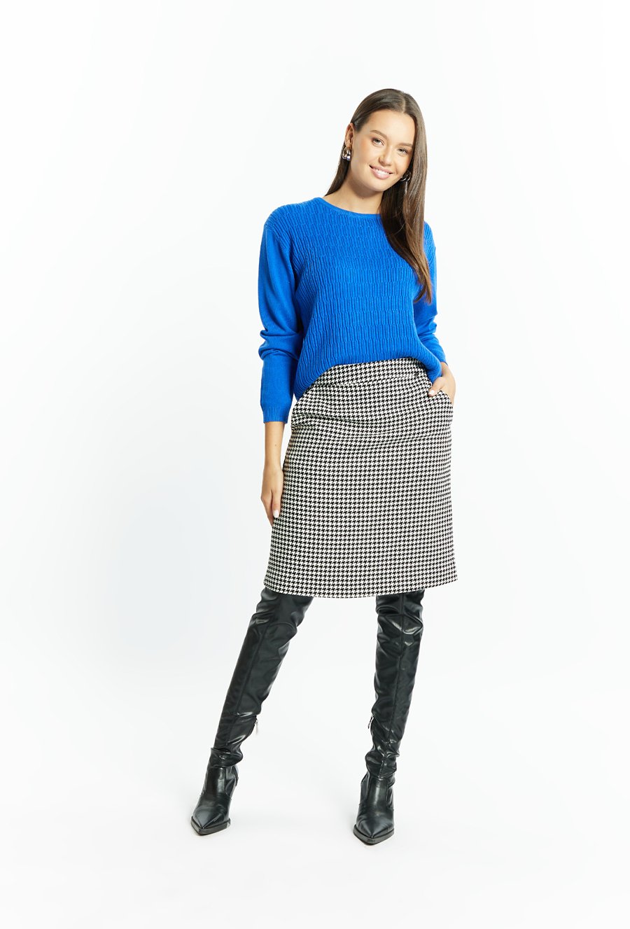 Prążkowany sweter damski