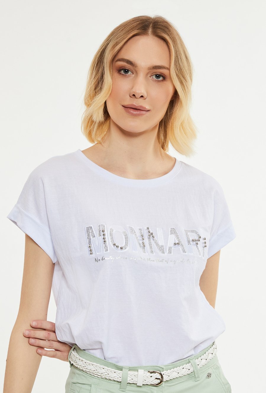 T-shirt damski z ozdobnym panelem