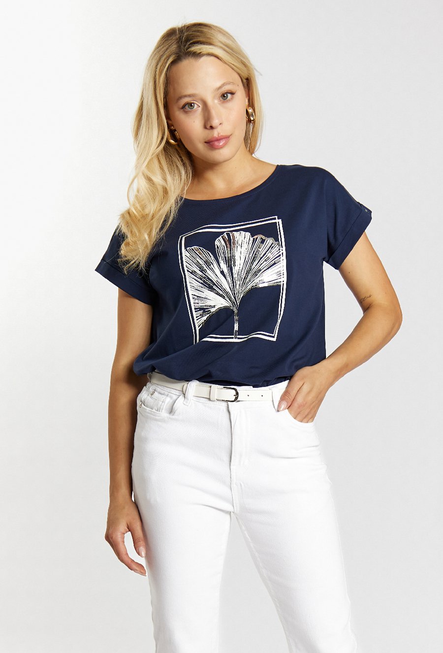 Bawełniany t-shirt z ozdobnym wzorem