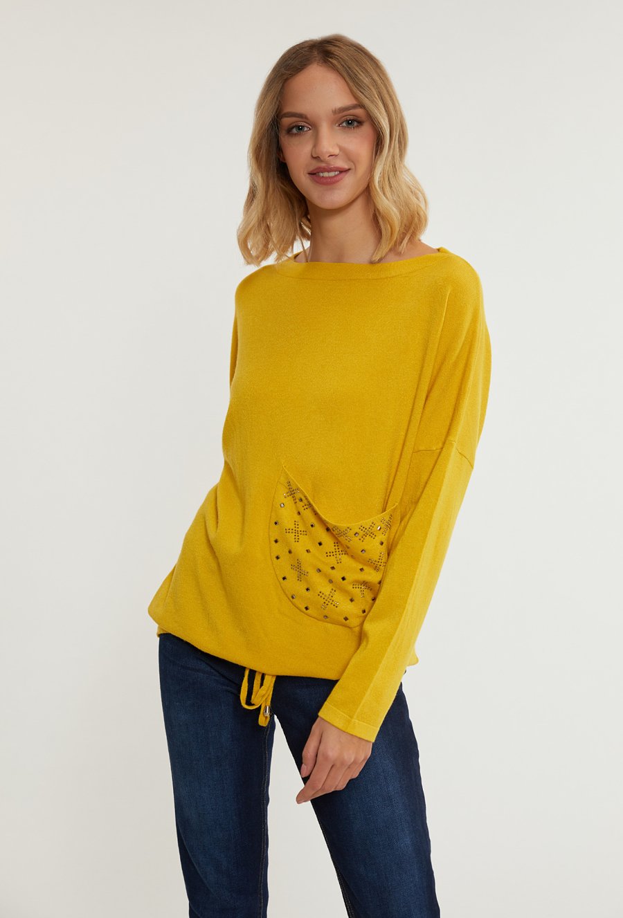 Sweter damski z wiązaniem