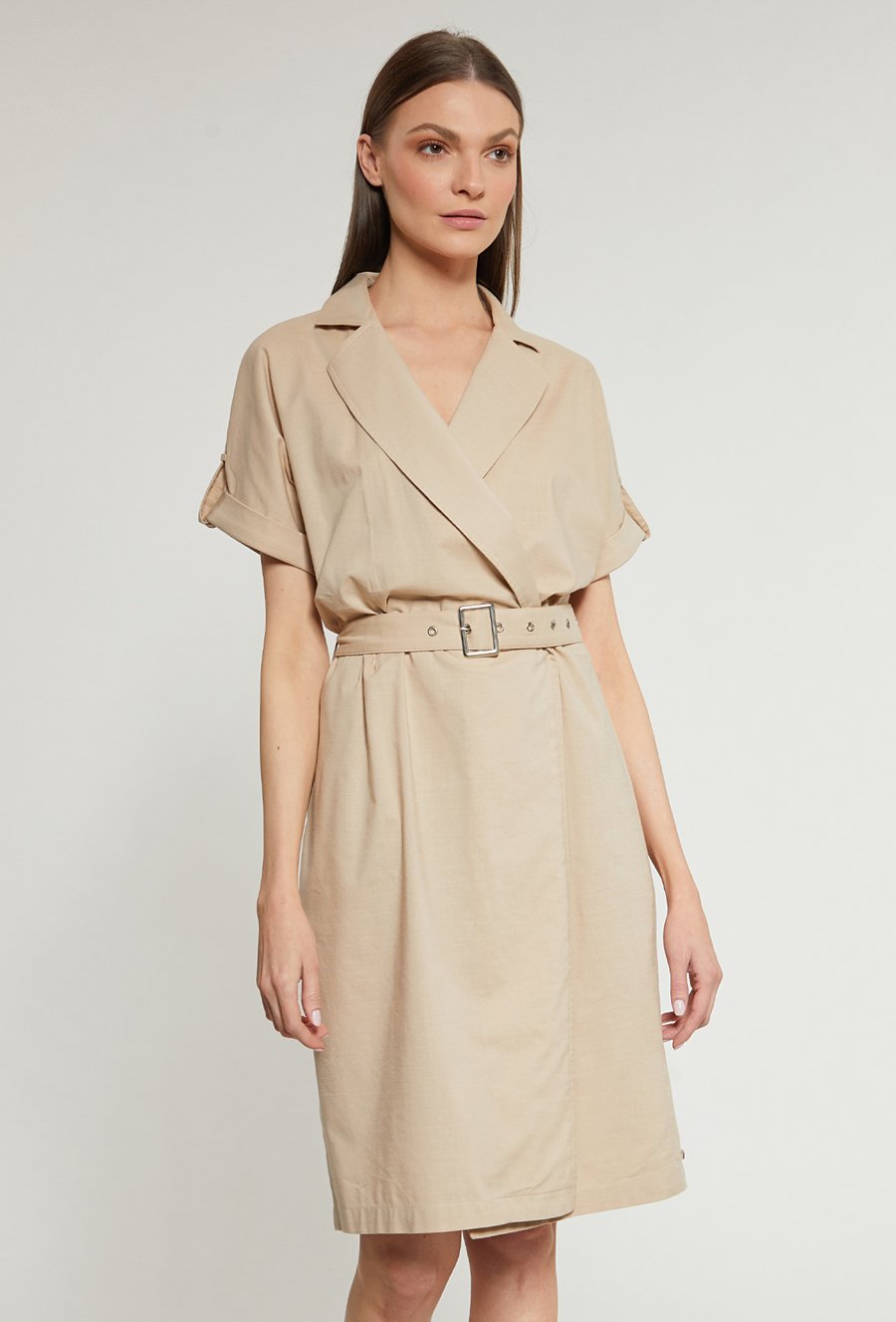 Sukienka damska z przekładanym materiałem